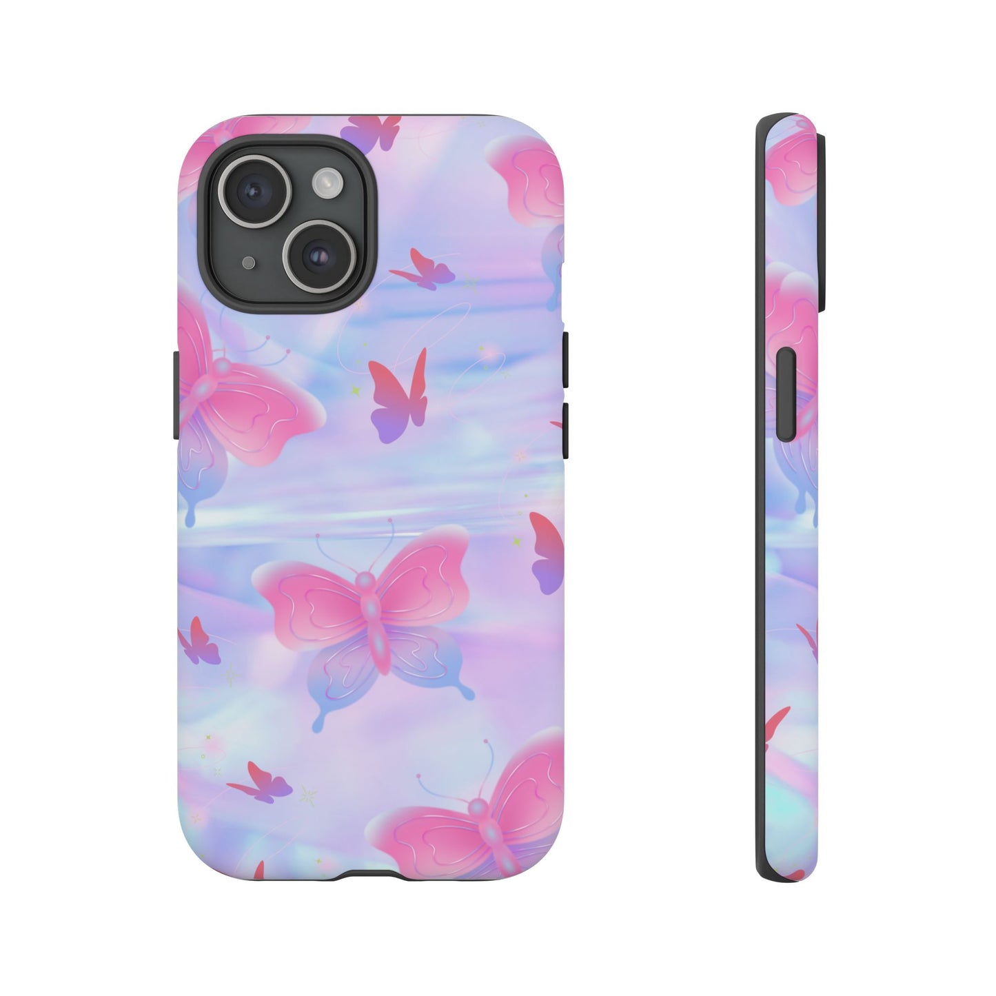 Butterfly Pastel Tough Phone Case — Pink & Lavender Protective Cover