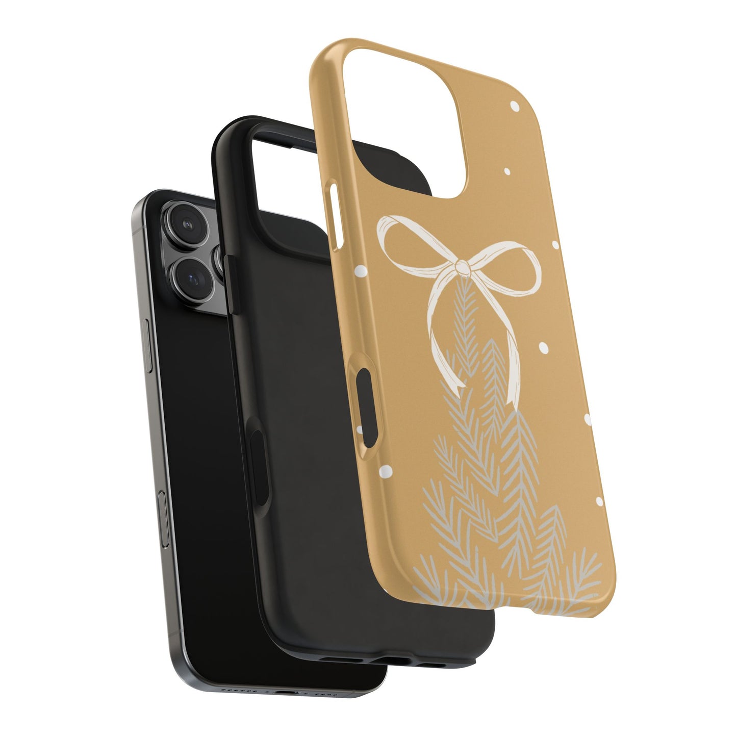 Winter Ribbon Pine Tough Phone Case — Festive Holiday Protective iPhone Cover