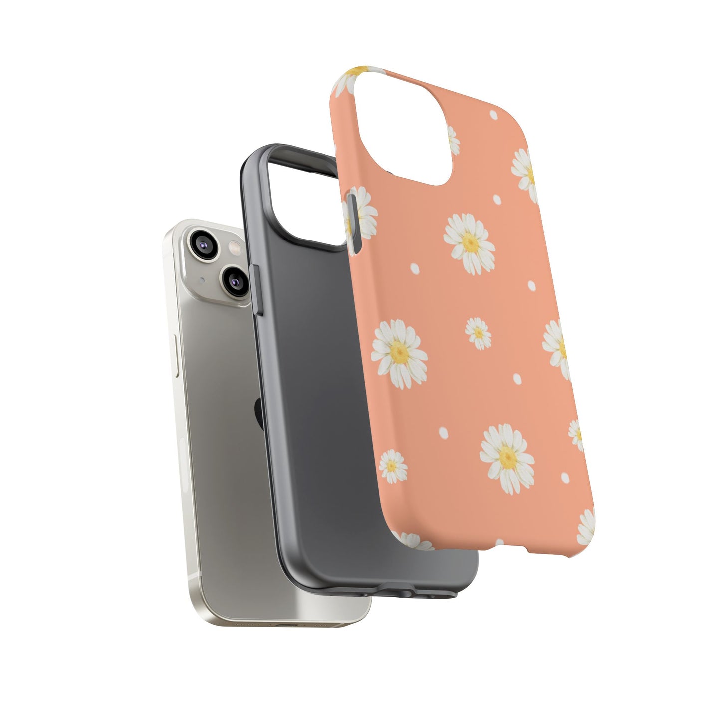 Peach Daisy Phone Case — Floral Tough Protective Cover