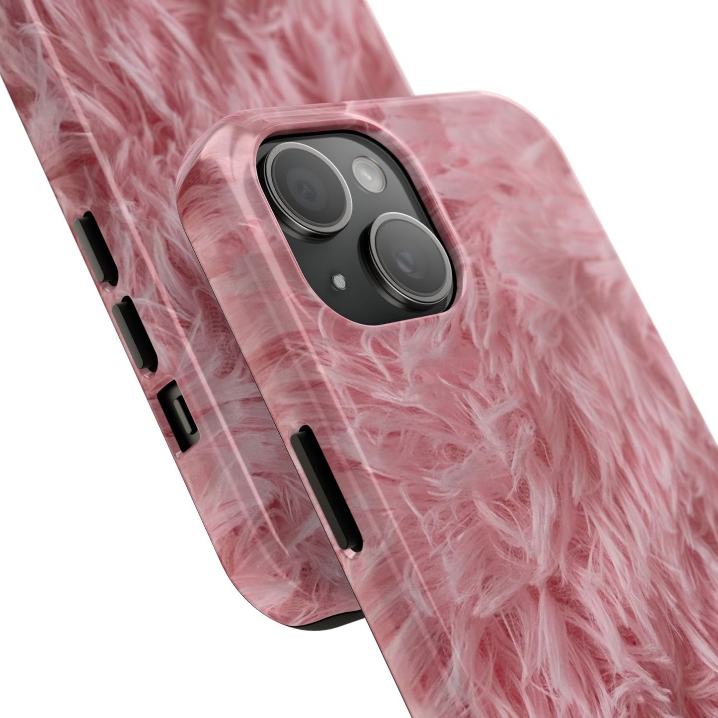 Pink Faux Fur Tough Phone Case — Plush Protective iPhone Cover