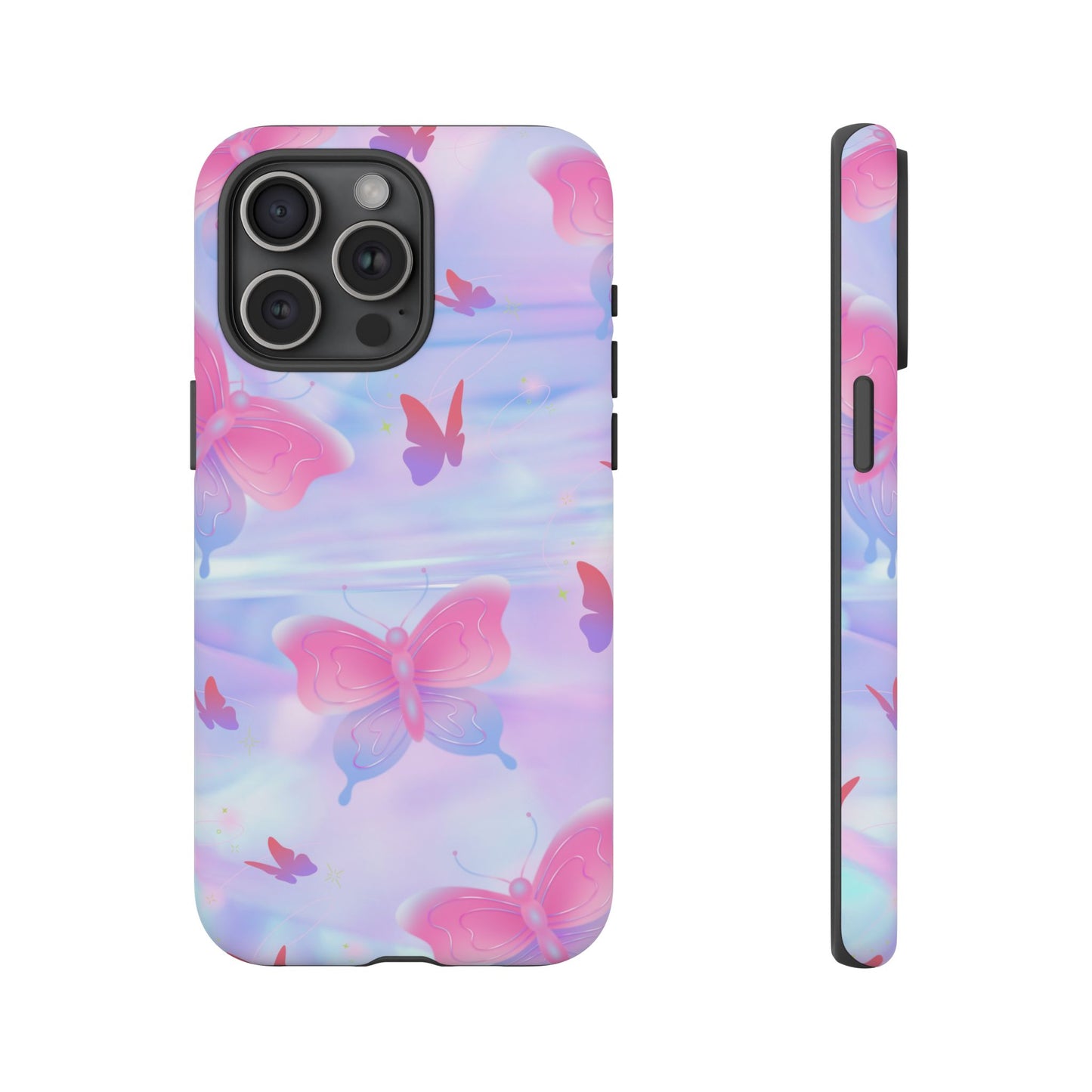 Butterfly Pastel Tough Phone Case — Pink & Lavender Protective Cover