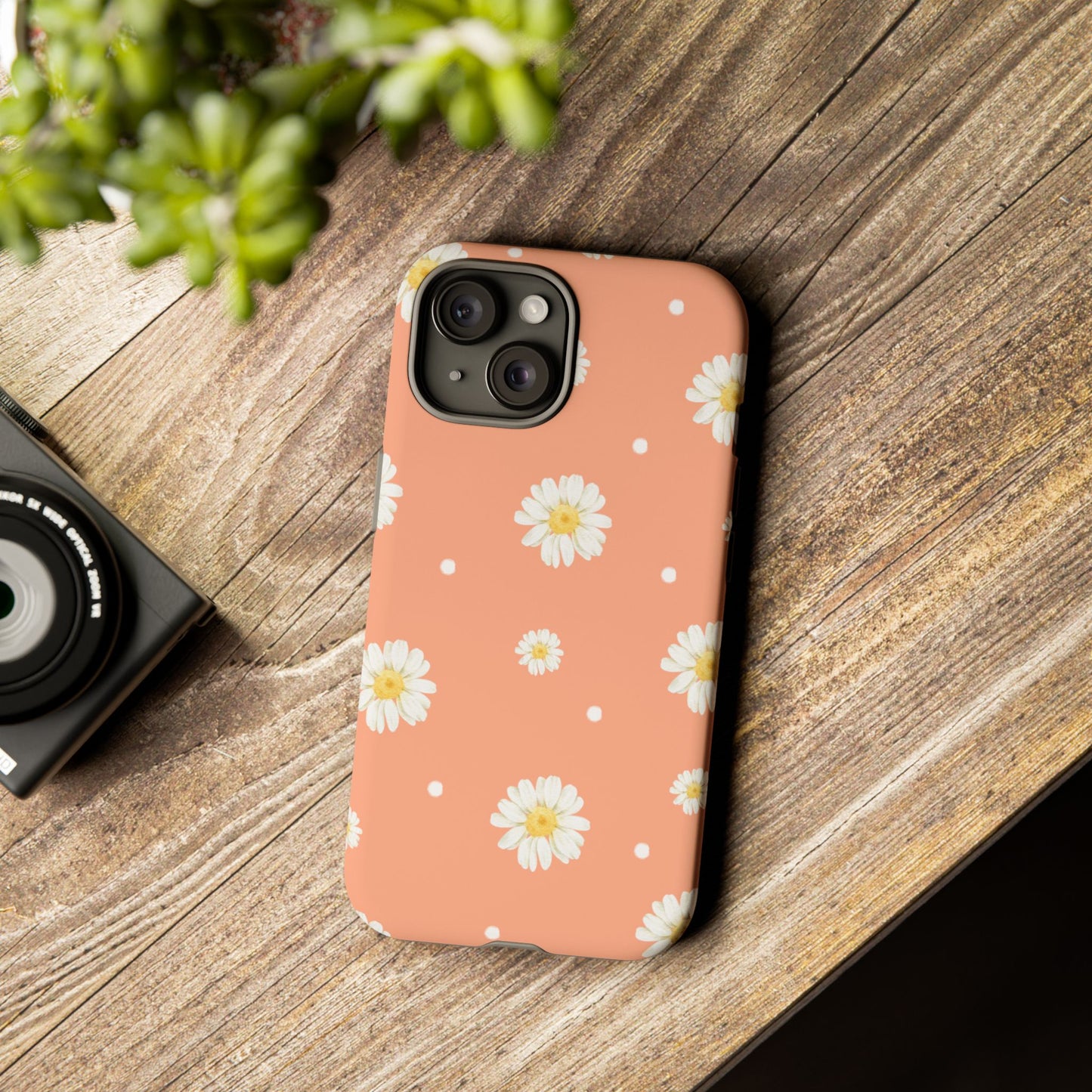 Peach Daisy Phone Case — Floral Tough Protective Cover