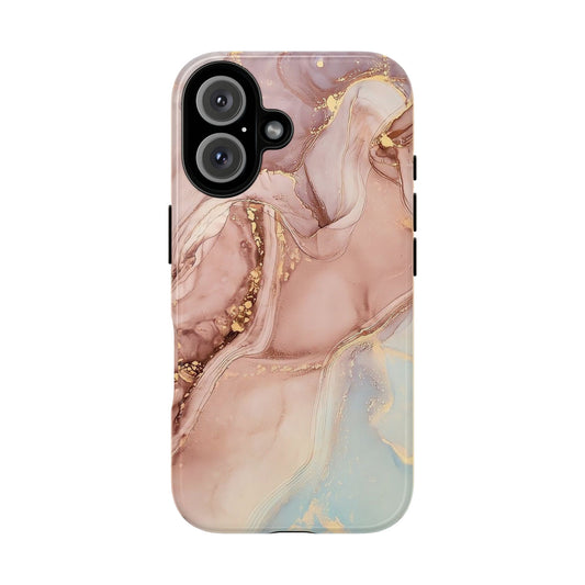 Marble Blush Tough Phone Case — Pink Gold Abstract Protective Cover