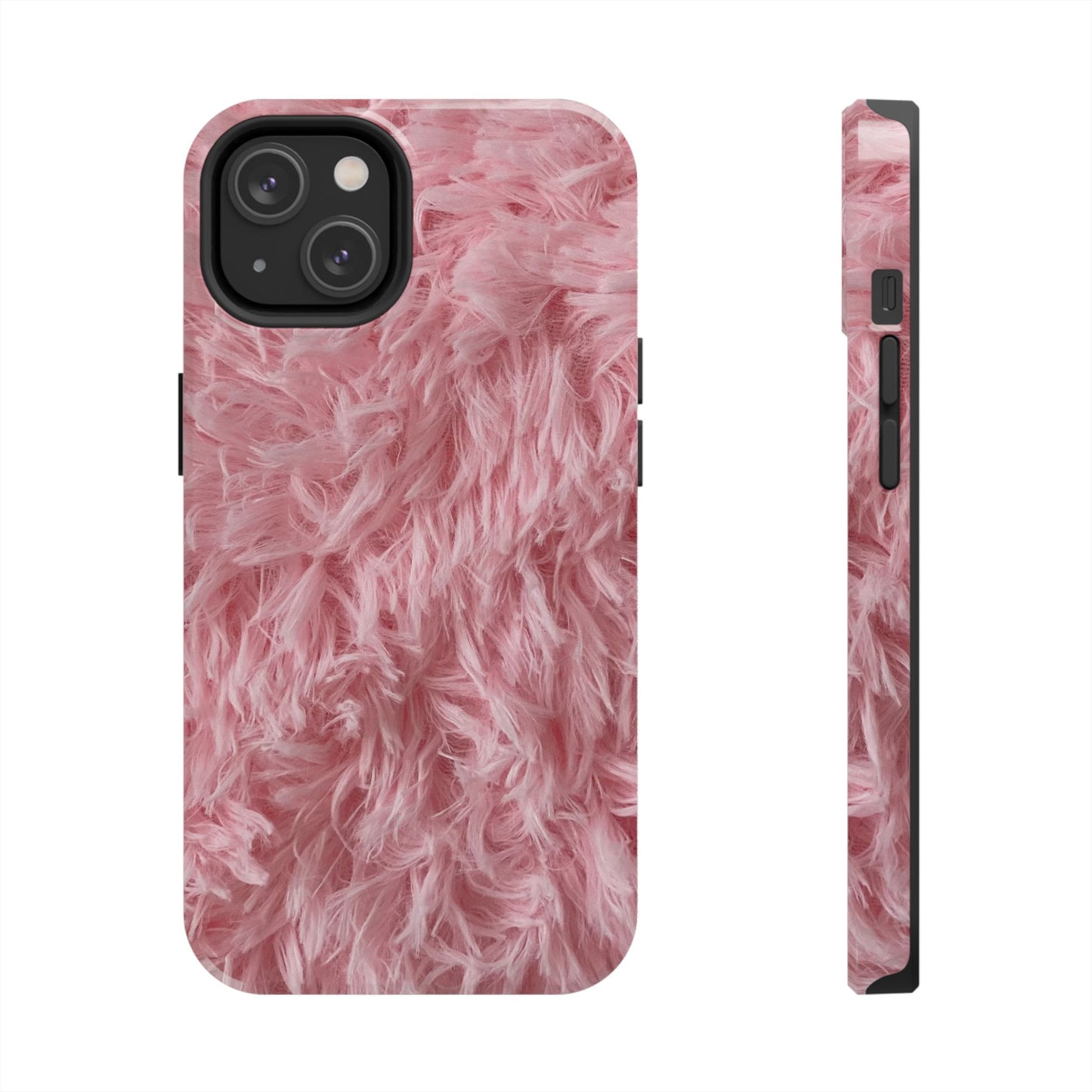 Pink Faux Fur Tough Phone Case — Plush Protective iPhone Cover