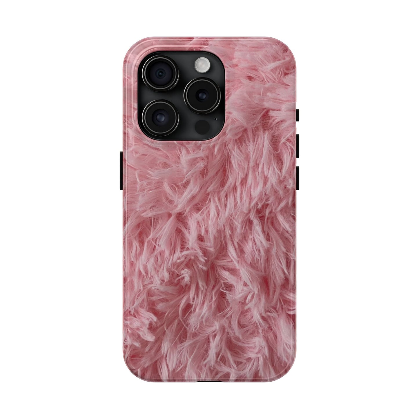 Pink Faux Fur Tough Phone Case — Plush Protective iPhone Cover