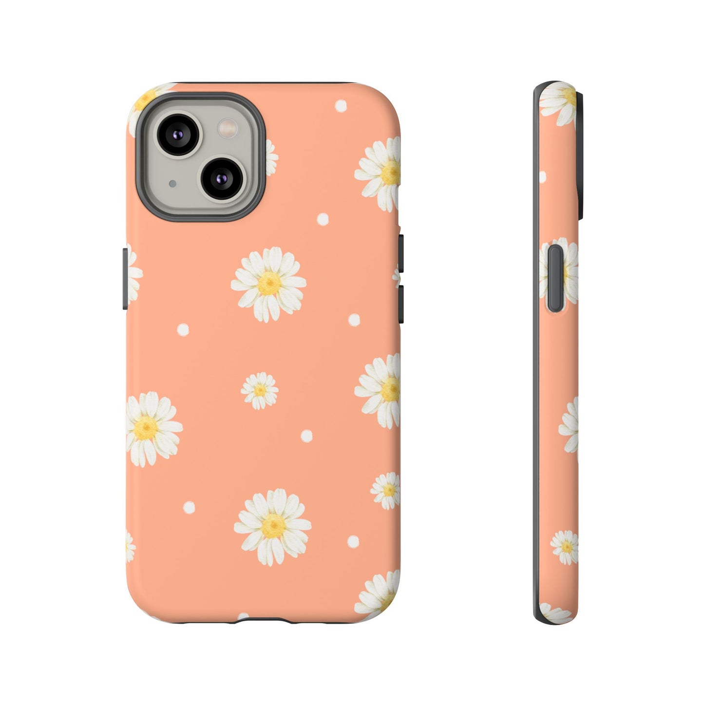 Peach Daisy Phone Case — Floral Tough Protective Cover