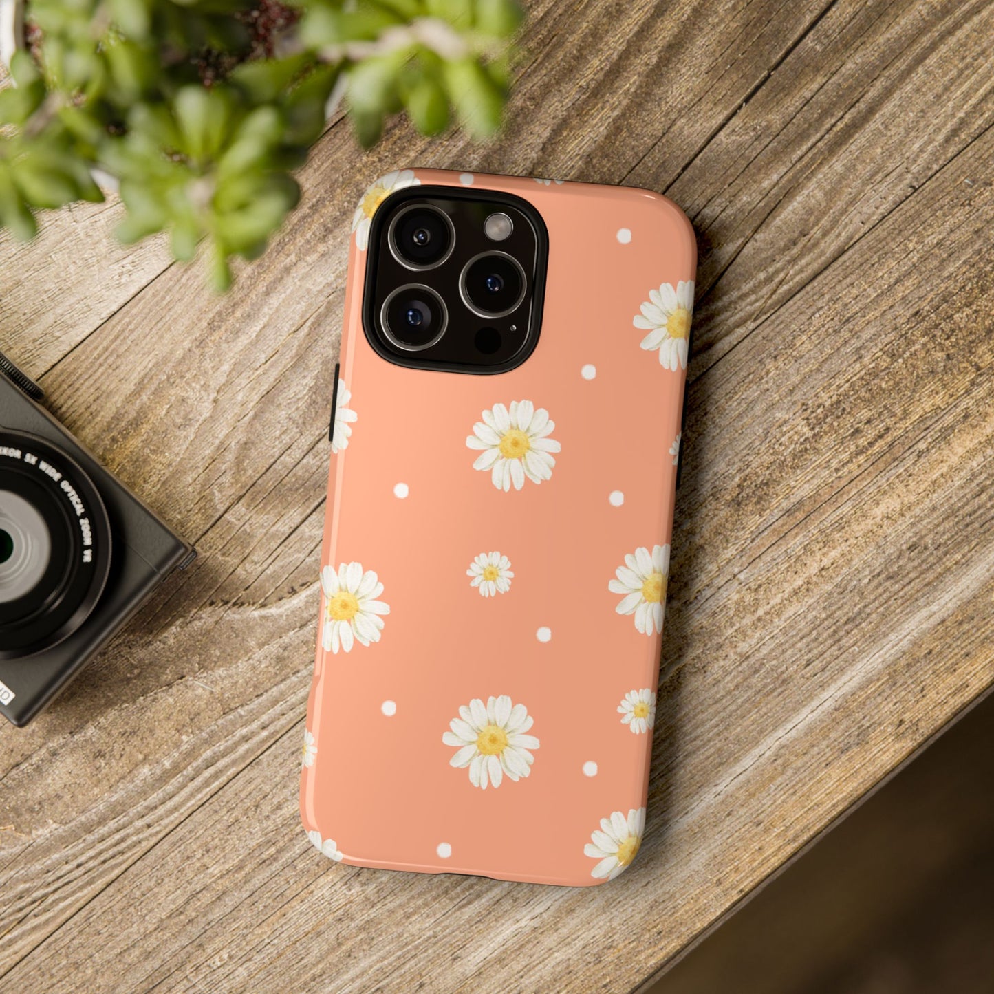 Peach Daisy Phone Case — Floral Tough Protective Cover