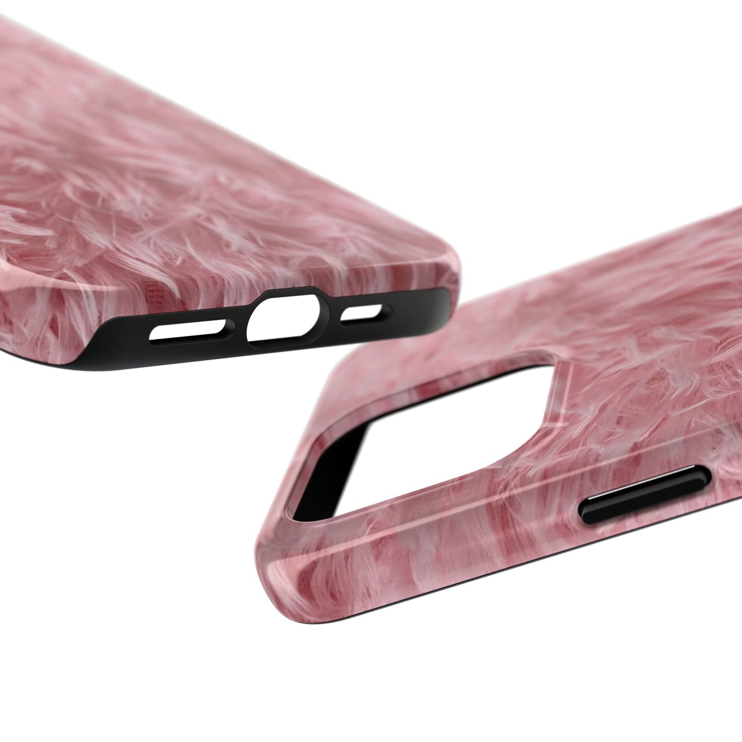 Pink Faux Fur Tough Phone Case — Plush Protective iPhone Cover