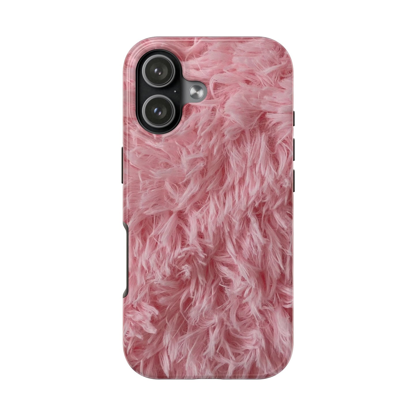 Pink Faux Fur Tough Phone Case — Plush Protective iPhone Cover