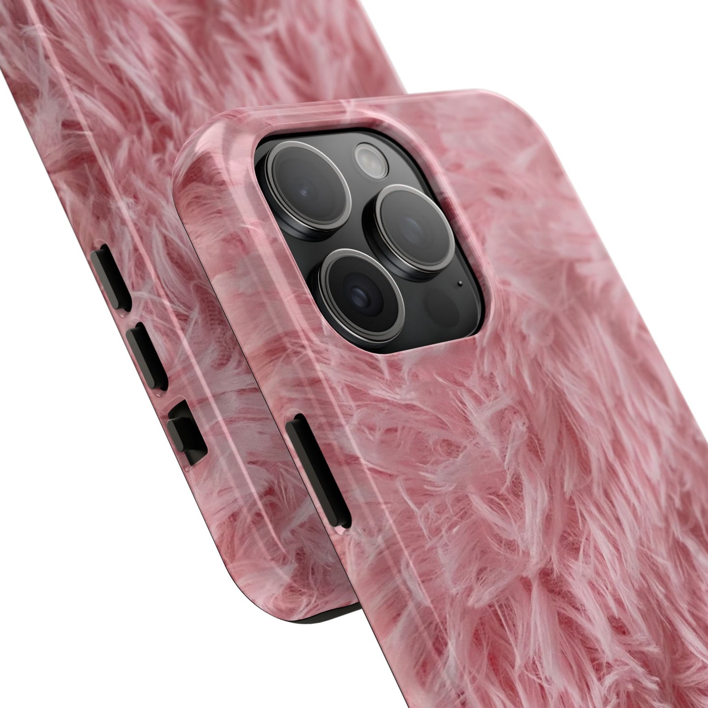 Pink Faux Fur Tough Phone Case — Plush Protective iPhone Cover