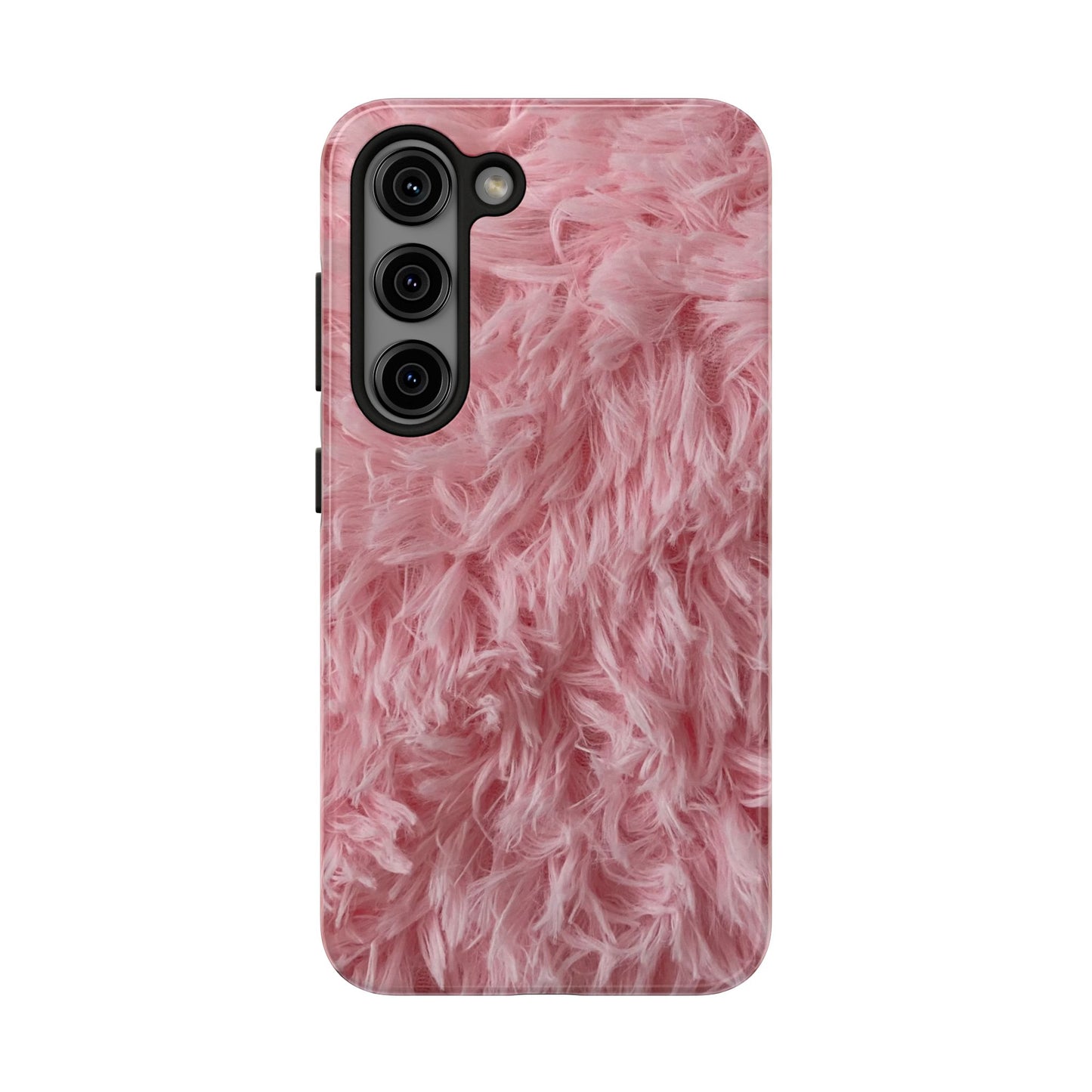 Pink Faux Fur Tough Phone Case — Plush Protective iPhone Cover
