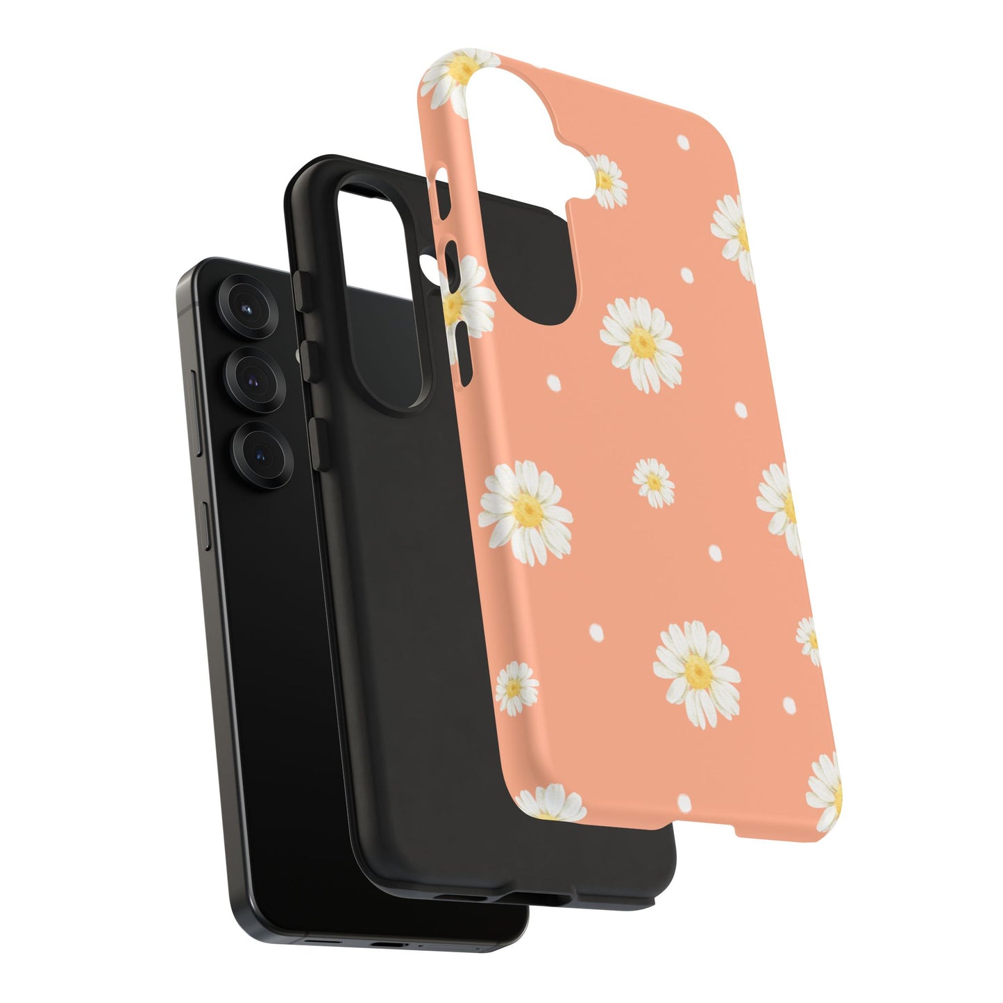 Peach Daisy Phone Case — Floral Tough Protective Cover
