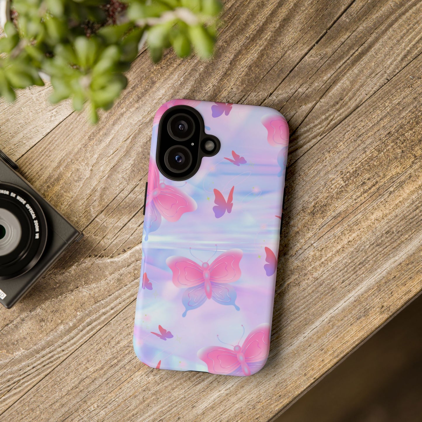 Butterfly Pastel Tough Phone Case — Pink & Lavender Protective Cover