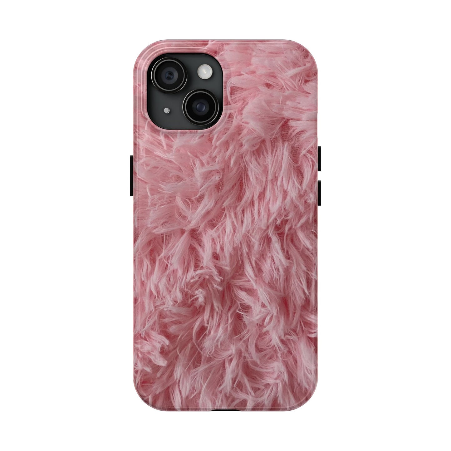 Pink Faux Fur Tough Phone Case — Plush Protective iPhone Cover