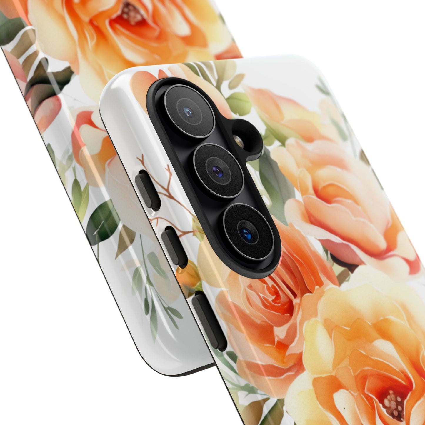 Floral Peach Rose Tough Phone Case — Protective Botanical iPhone Cover