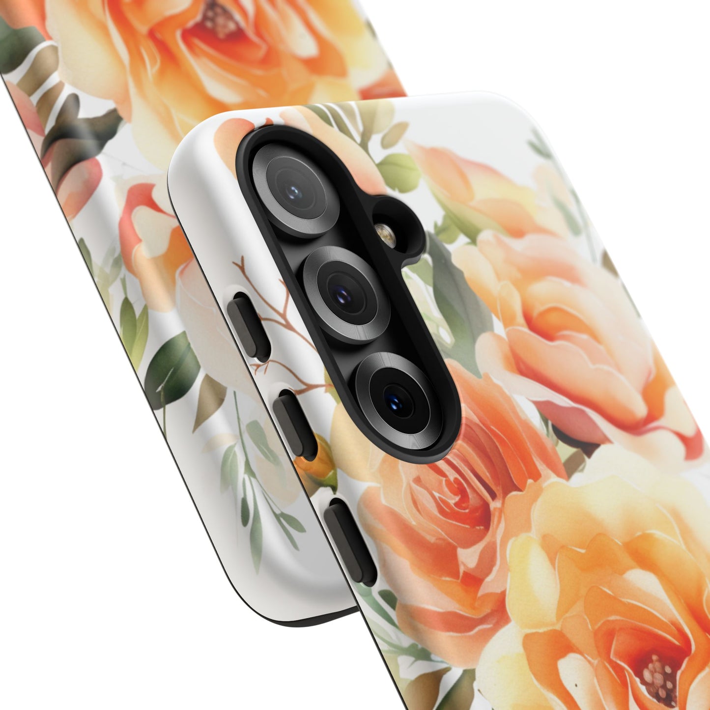 Floral Peach Rose Tough Phone Case — Protective Botanical iPhone Cover