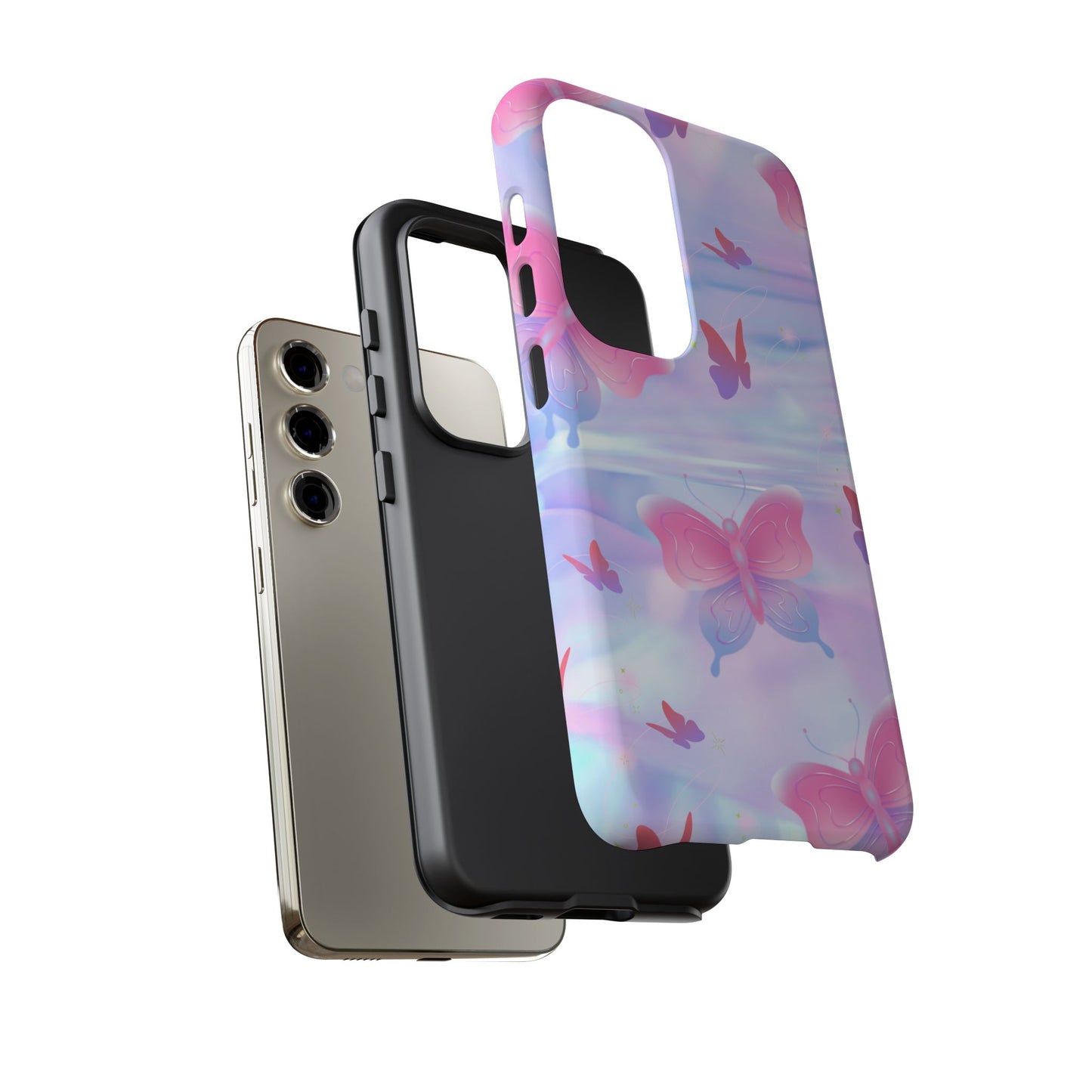 Butterfly Pastel Tough Phone Case — Pink & Lavender Protective Cover