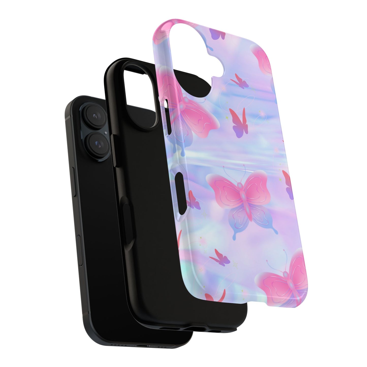 Butterfly Pastel Tough Phone Case — Pink & Lavender Protective Cover