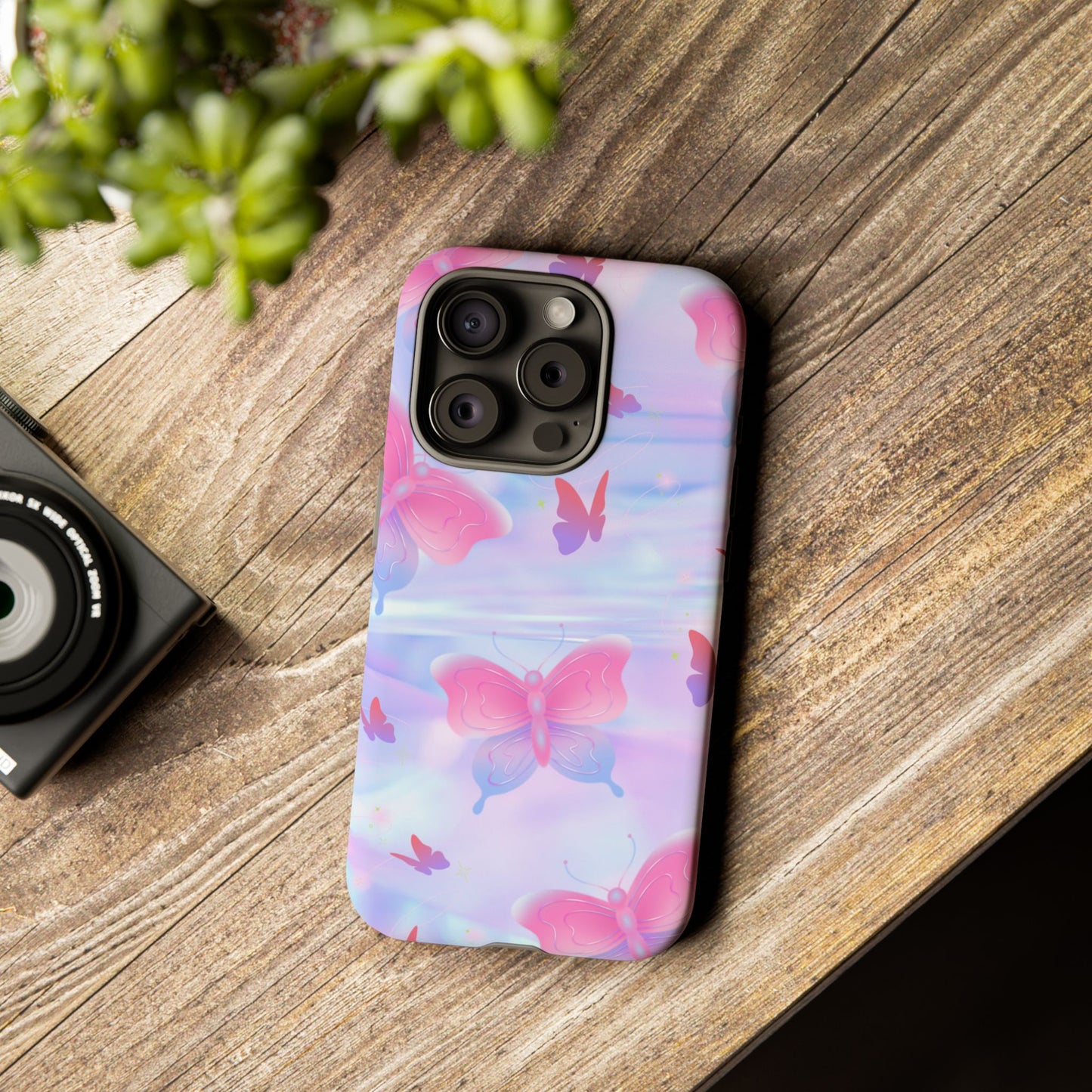 Butterfly Pastel Tough Phone Case — Pink & Lavender Protective Cover
