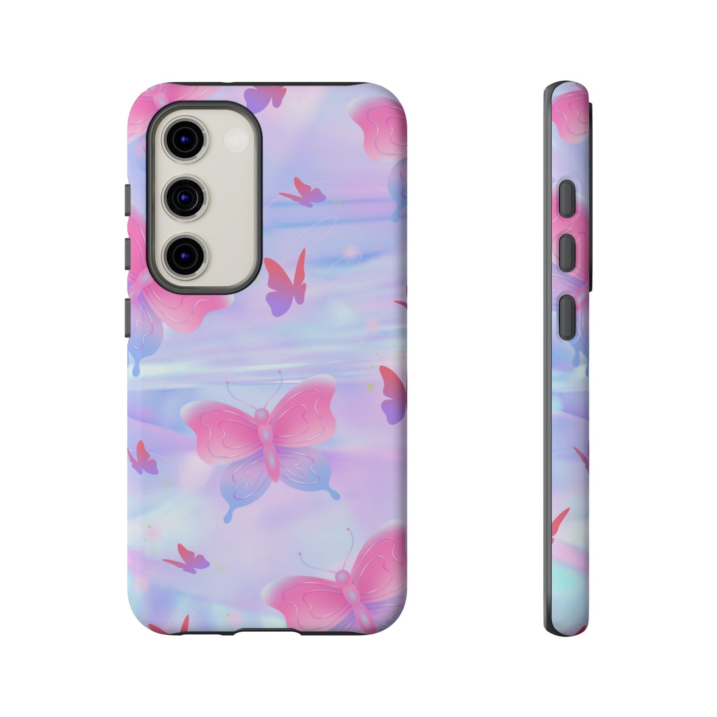 Butterfly Pastel Tough Phone Case — Pink & Lavender Protective Cover