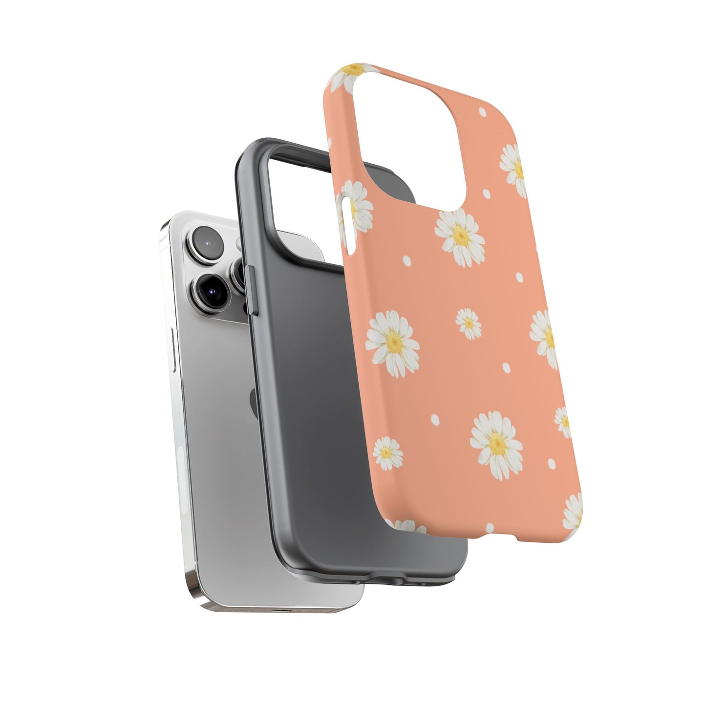 Peach Daisy Phone Case — Floral Tough Protective Cover