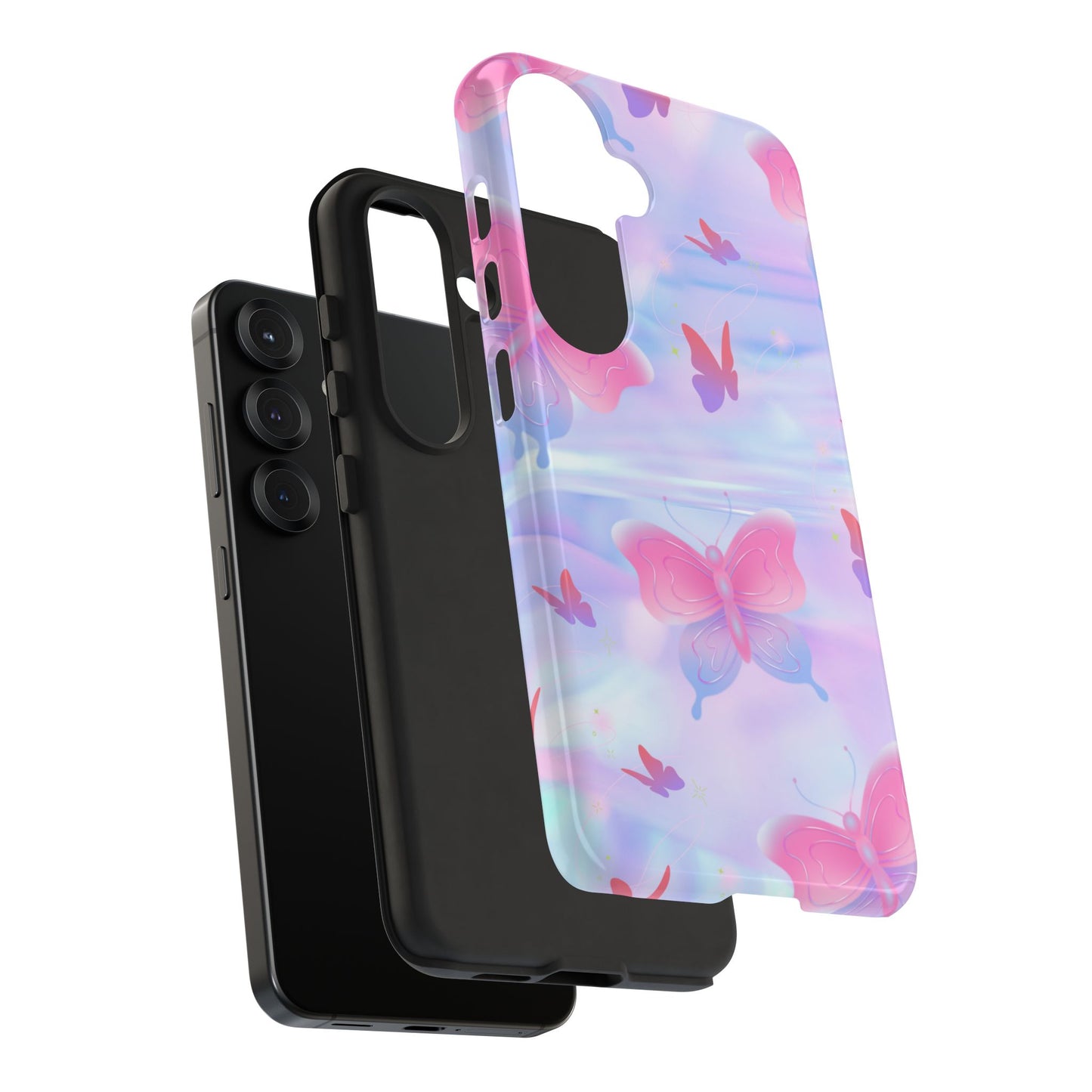 Butterfly Pastel Tough Phone Case — Pink & Lavender Protective Cover