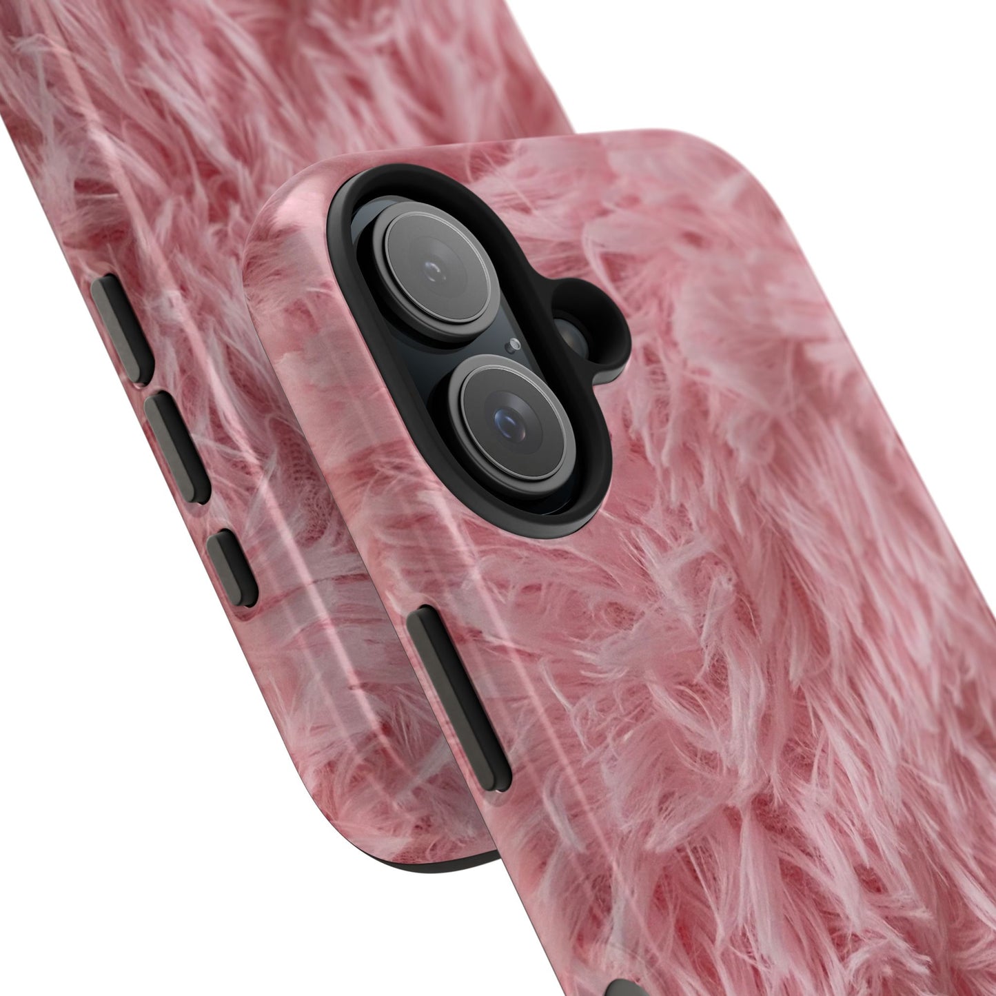 Pink Faux Fur Tough Phone Case — Plush Protective iPhone Cover