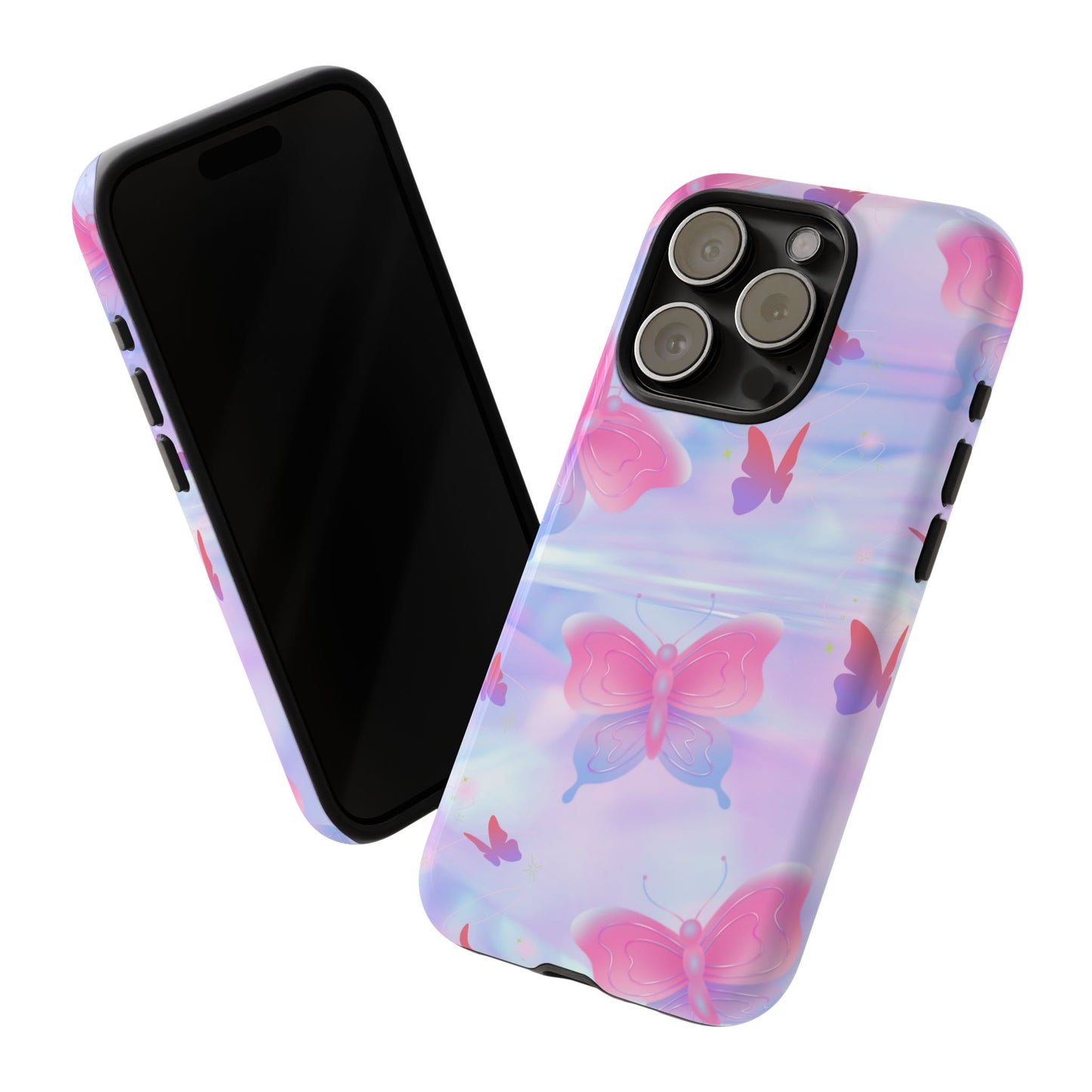 Butterfly Pastel Tough Phone Case — Pink & Lavender Protective Cover