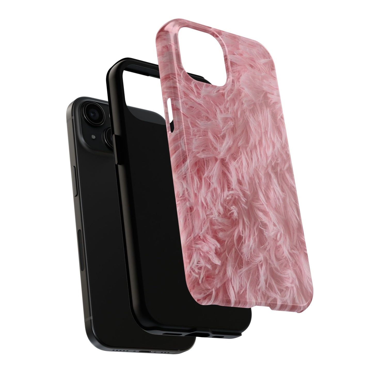 Pink Faux Fur Tough Phone Case — Plush Protective iPhone Cover