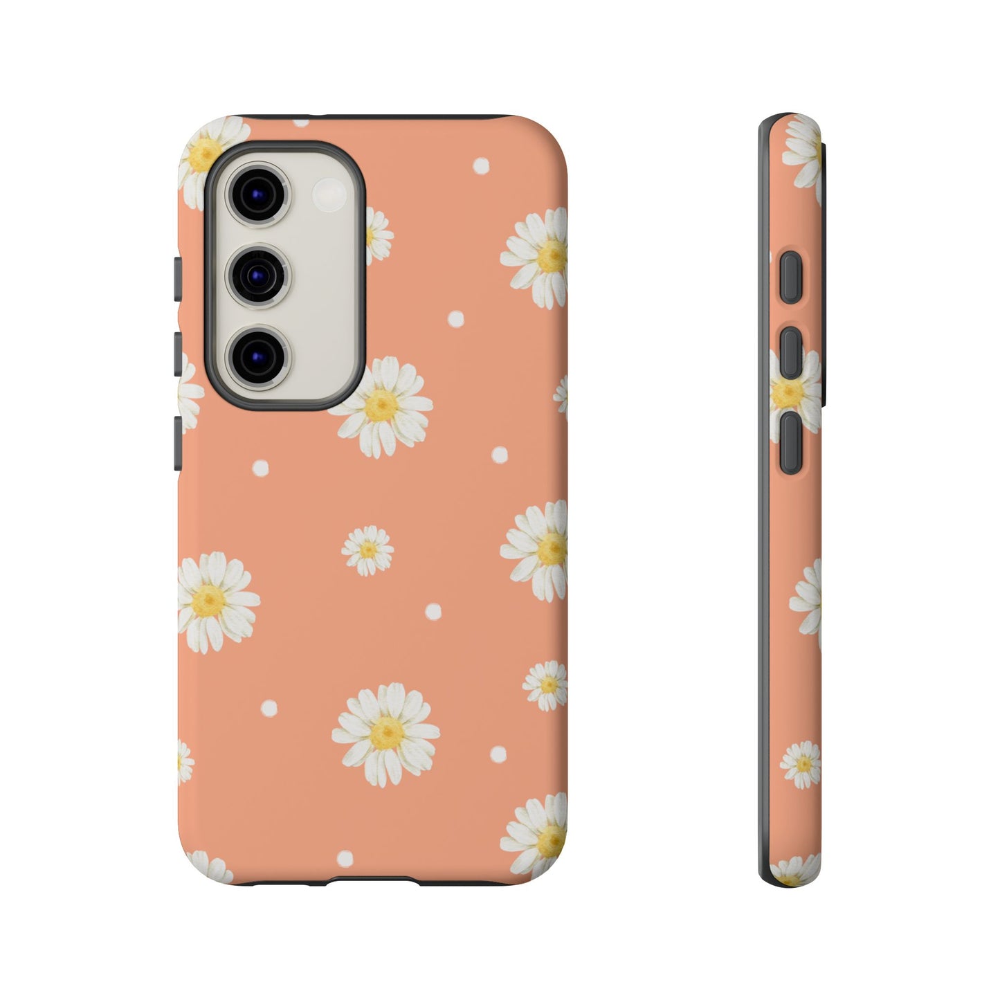 Peach Daisy Phone Case — Floral Tough Protective Cover