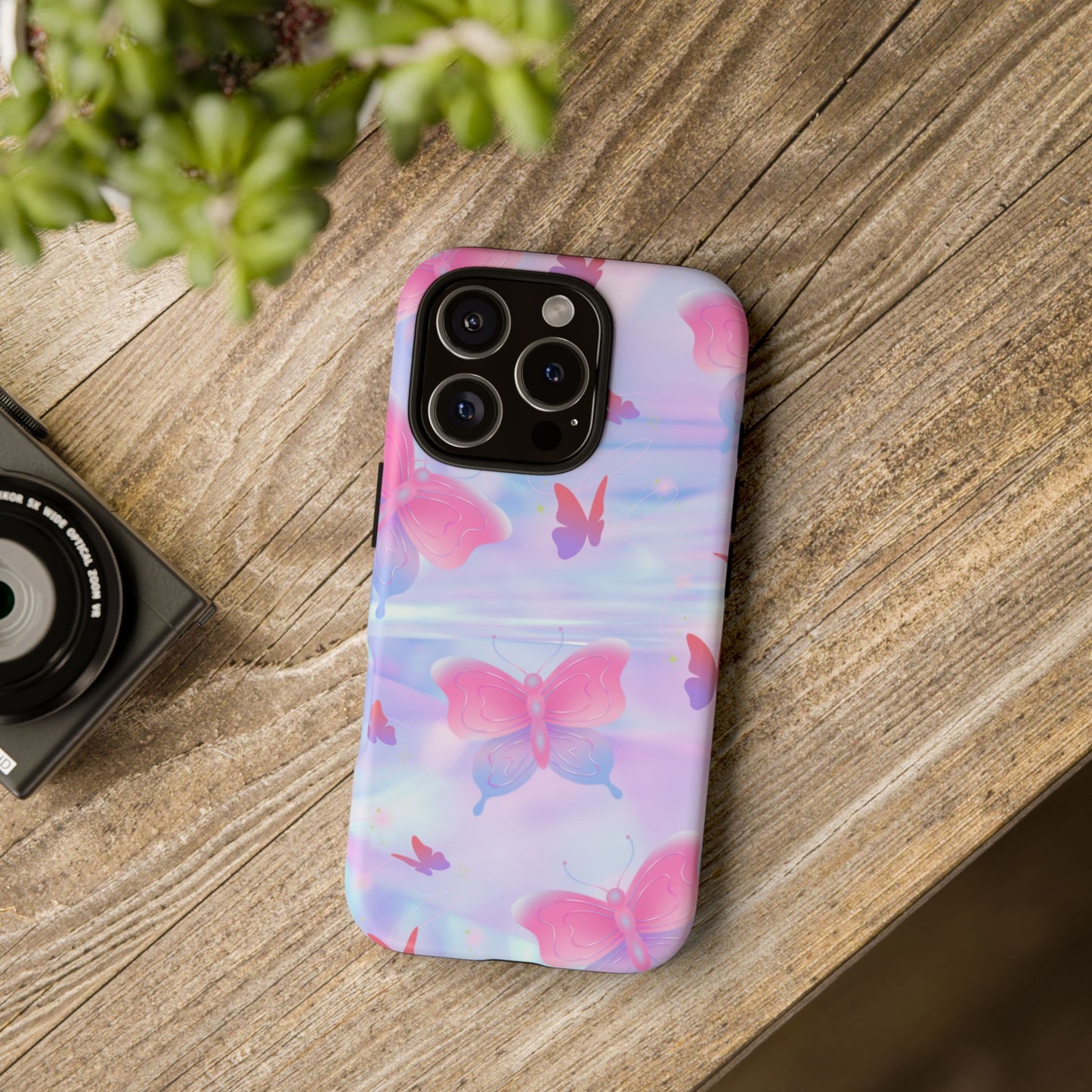 Butterfly Pastel Tough Phone Case — Pink & Lavender Protective Cover