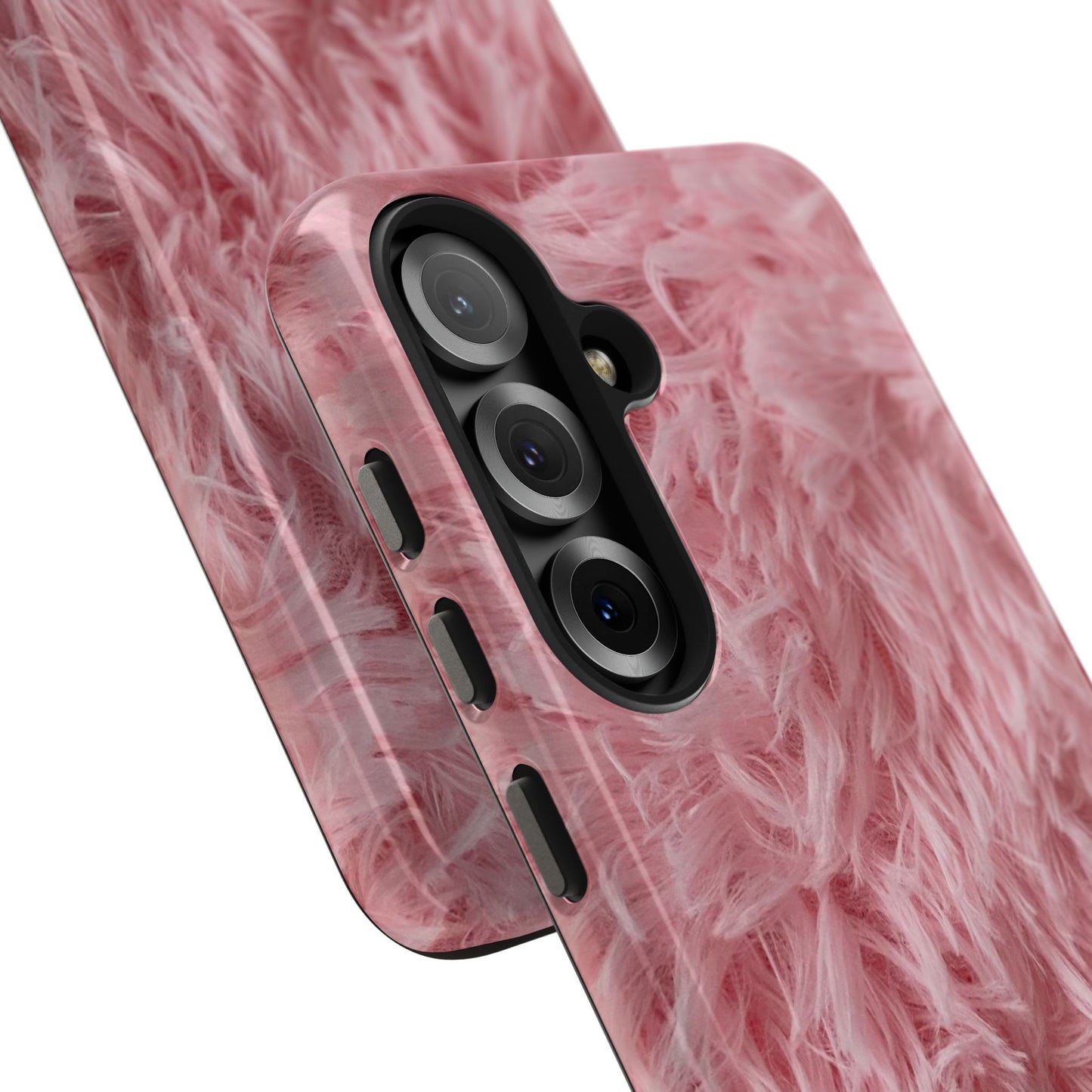 Pink Faux Fur Tough Phone Case — Plush Protective iPhone Cover