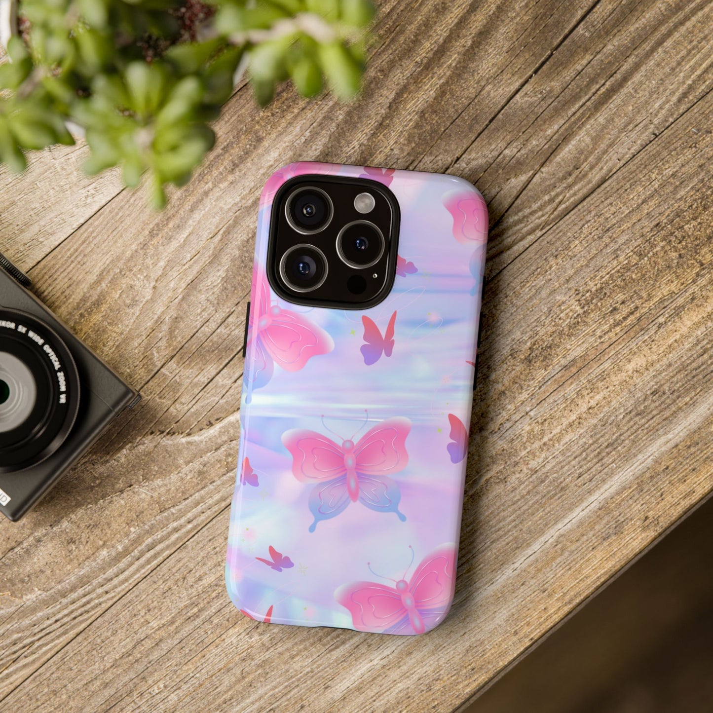 Butterfly Pastel Tough Phone Case — Pink & Lavender Protective Cover