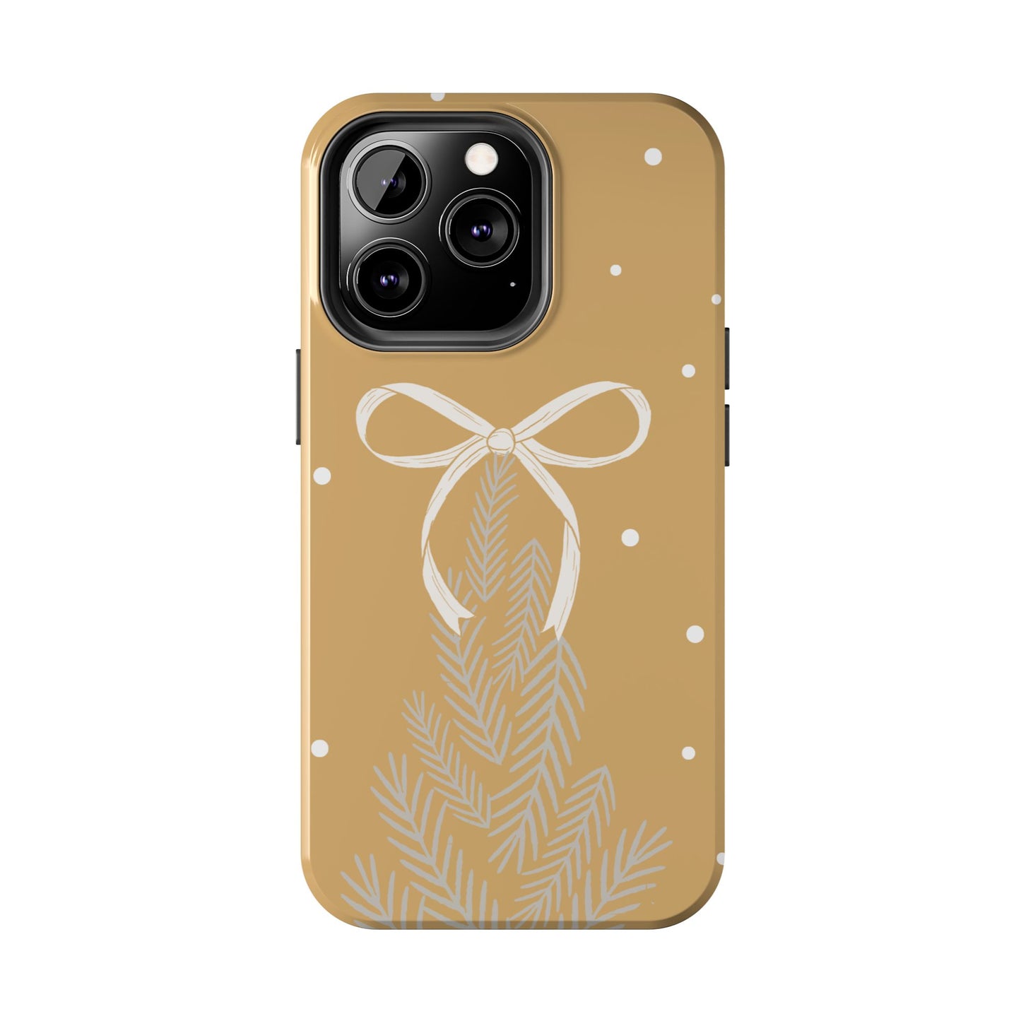 Winter Ribbon Pine Tough Phone Case — Festive Holiday Protective iPhone Cover