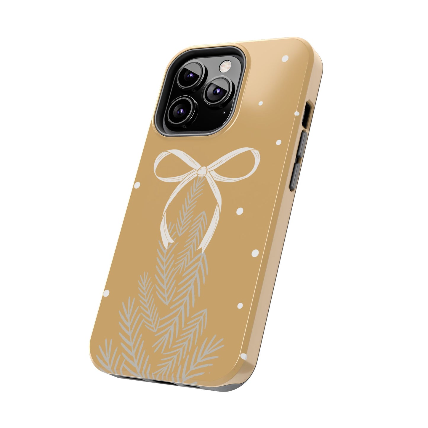 Winter Ribbon Pine Tough Phone Case — Festive Holiday Protective iPhone Cover