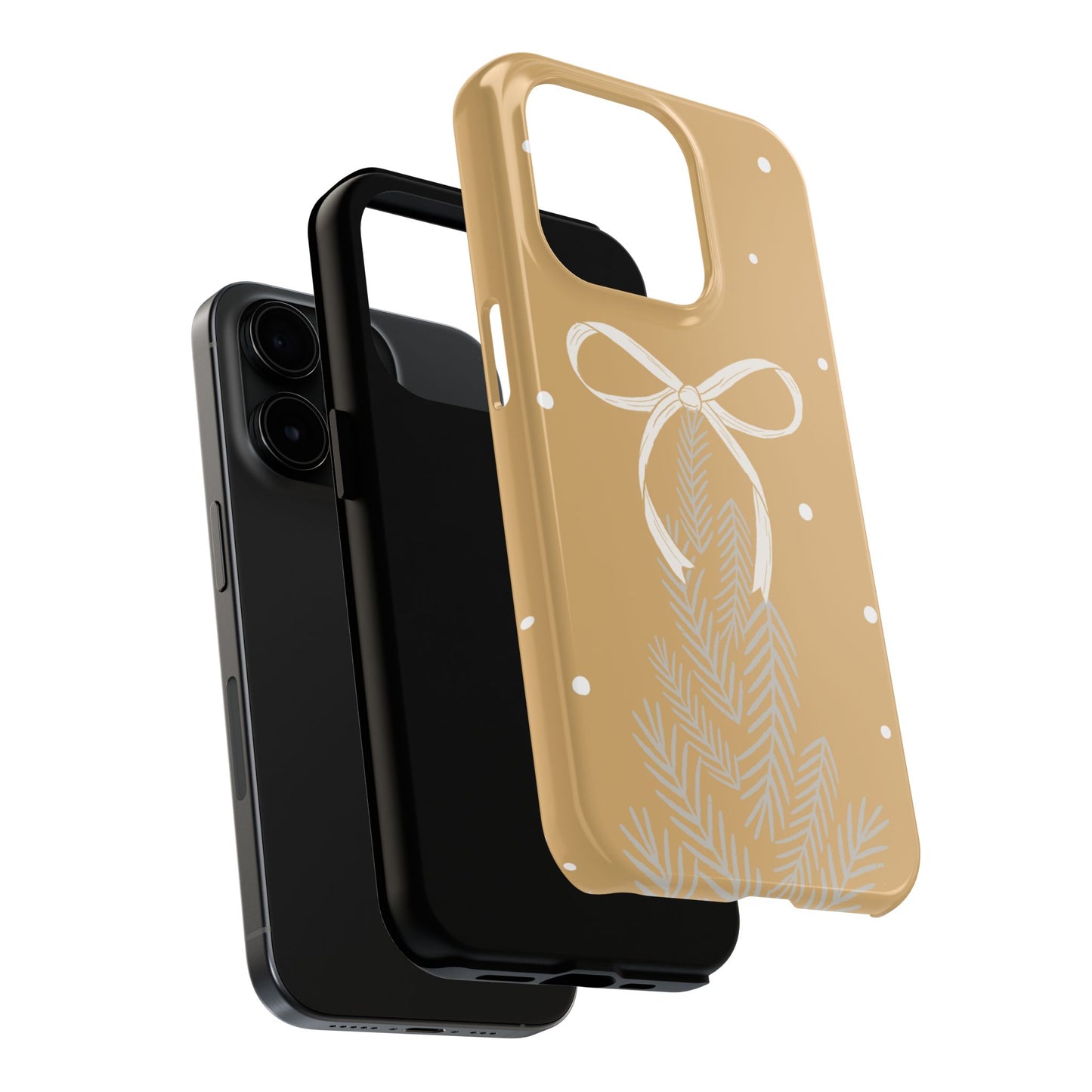 Winter Ribbon Pine Tough Phone Case — Festive Holiday Protective iPhone Cover