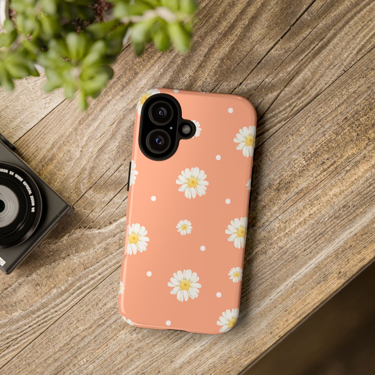 Peach Daisy Phone Case — Floral Tough Protective Cover