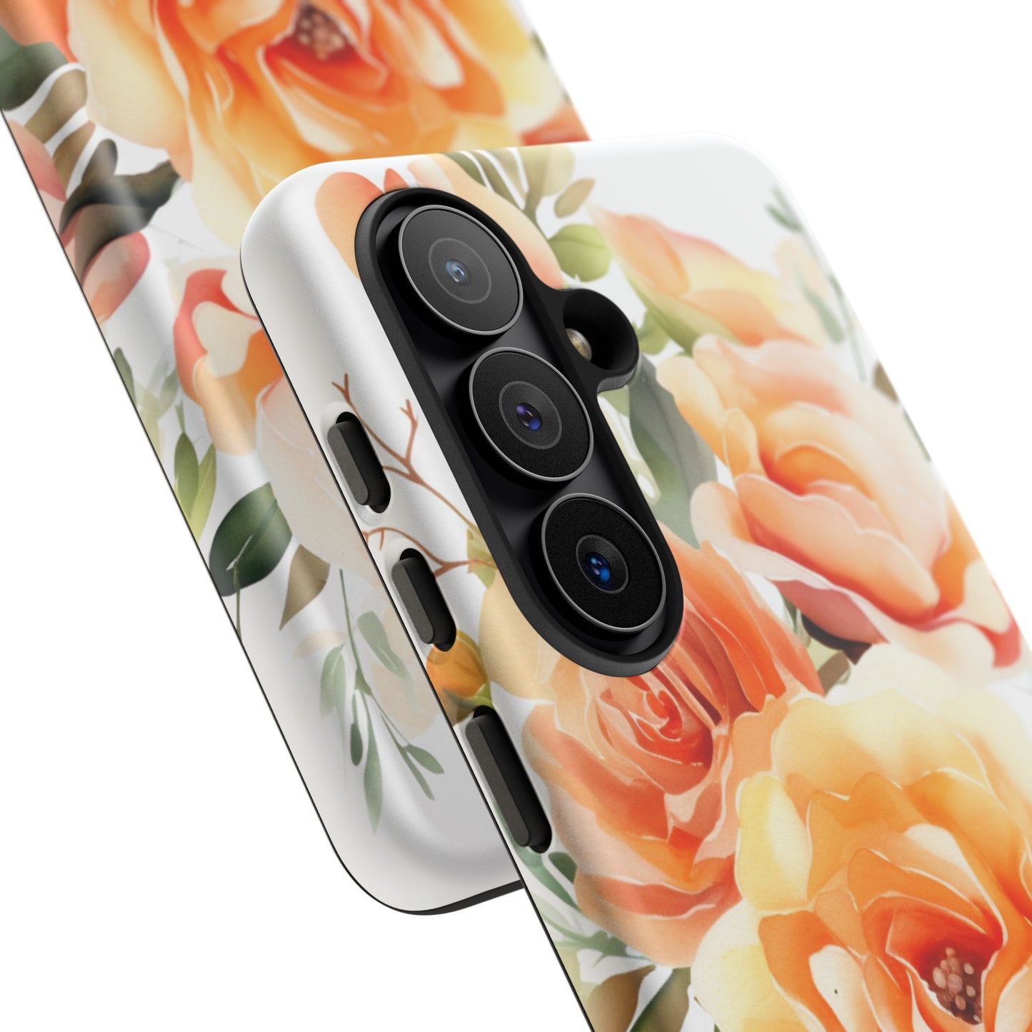 Floral Peach Rose Tough Phone Case — Protective Botanical iPhone Cover