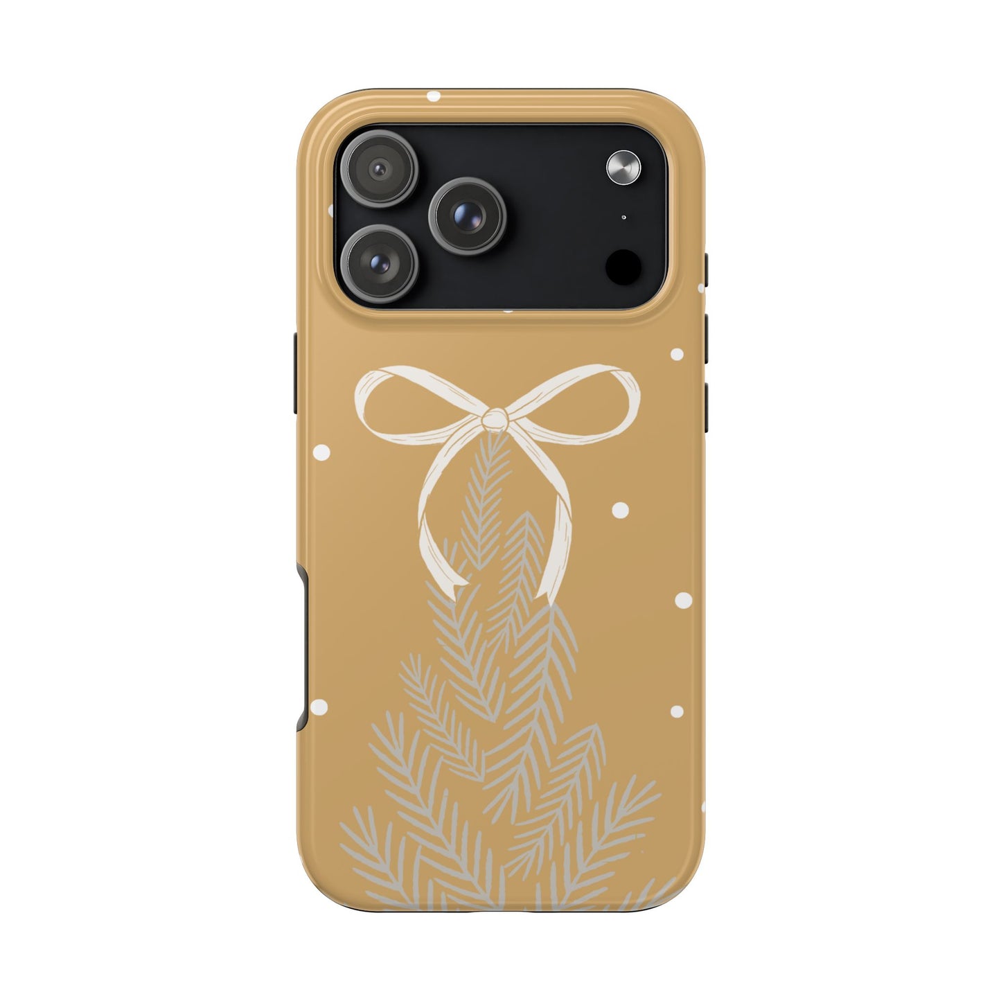 Winter Ribbon Pine Tough Phone Case — Festive Holiday Protective iPhone Cover