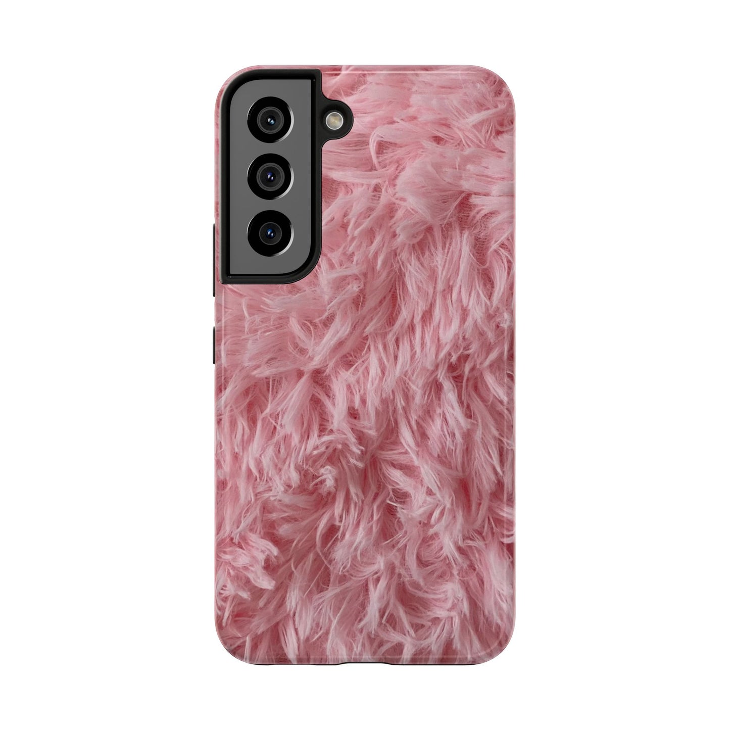 Pink Faux Fur Tough Phone Case — Plush Protective iPhone Cover