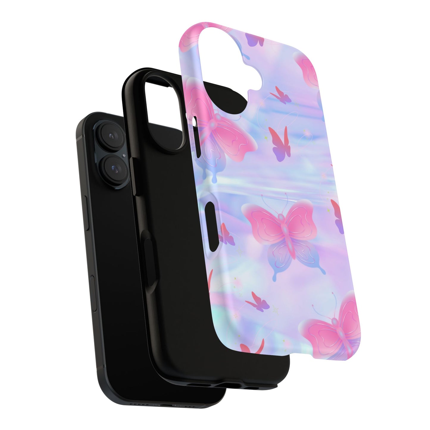 Butterfly Pastel Tough Phone Case — Pink & Lavender Protective Cover