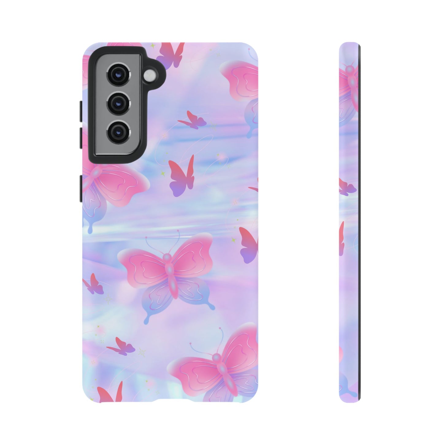 Butterfly Pastel Tough Phone Case — Pink & Lavender Protective Cover