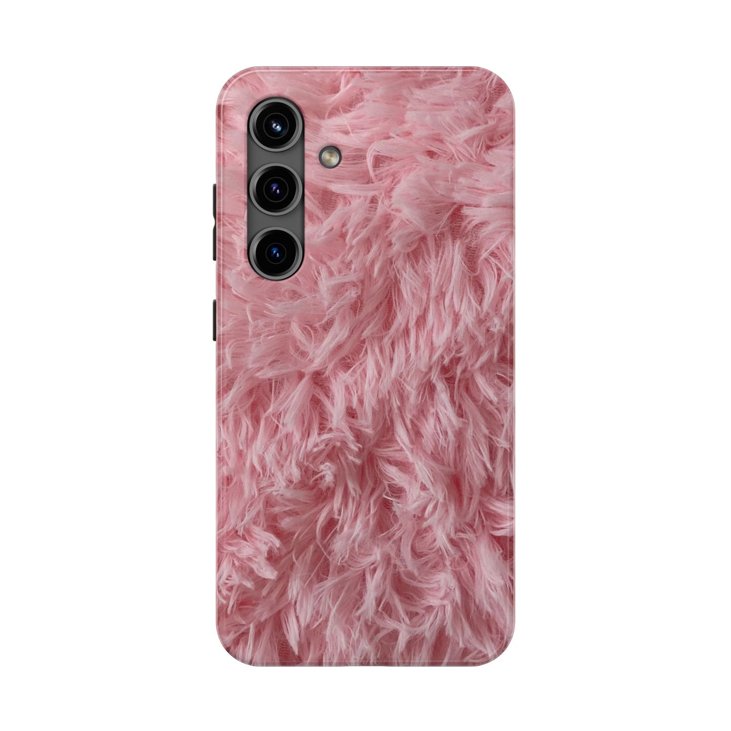 Pink Faux Fur Tough Phone Case — Plush Protective iPhone Cover