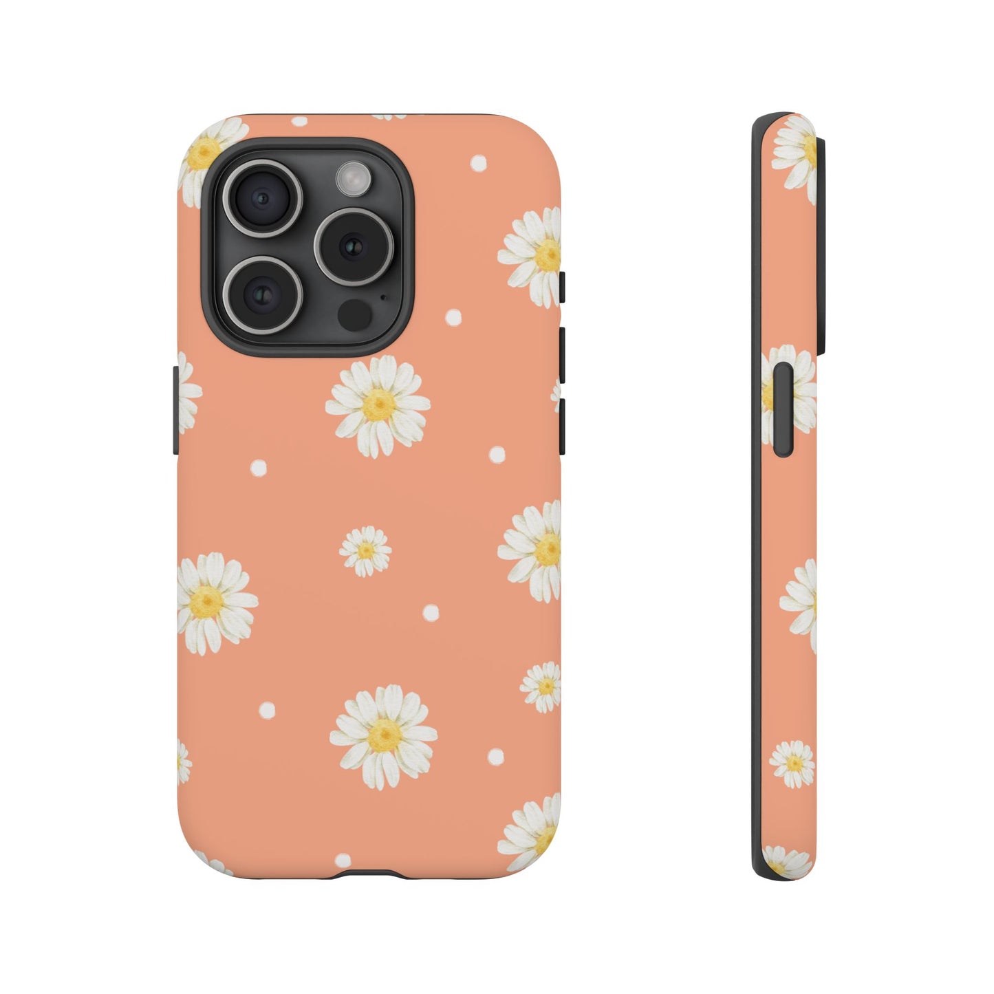 Peach Daisy Phone Case — Floral Tough Protective Cover