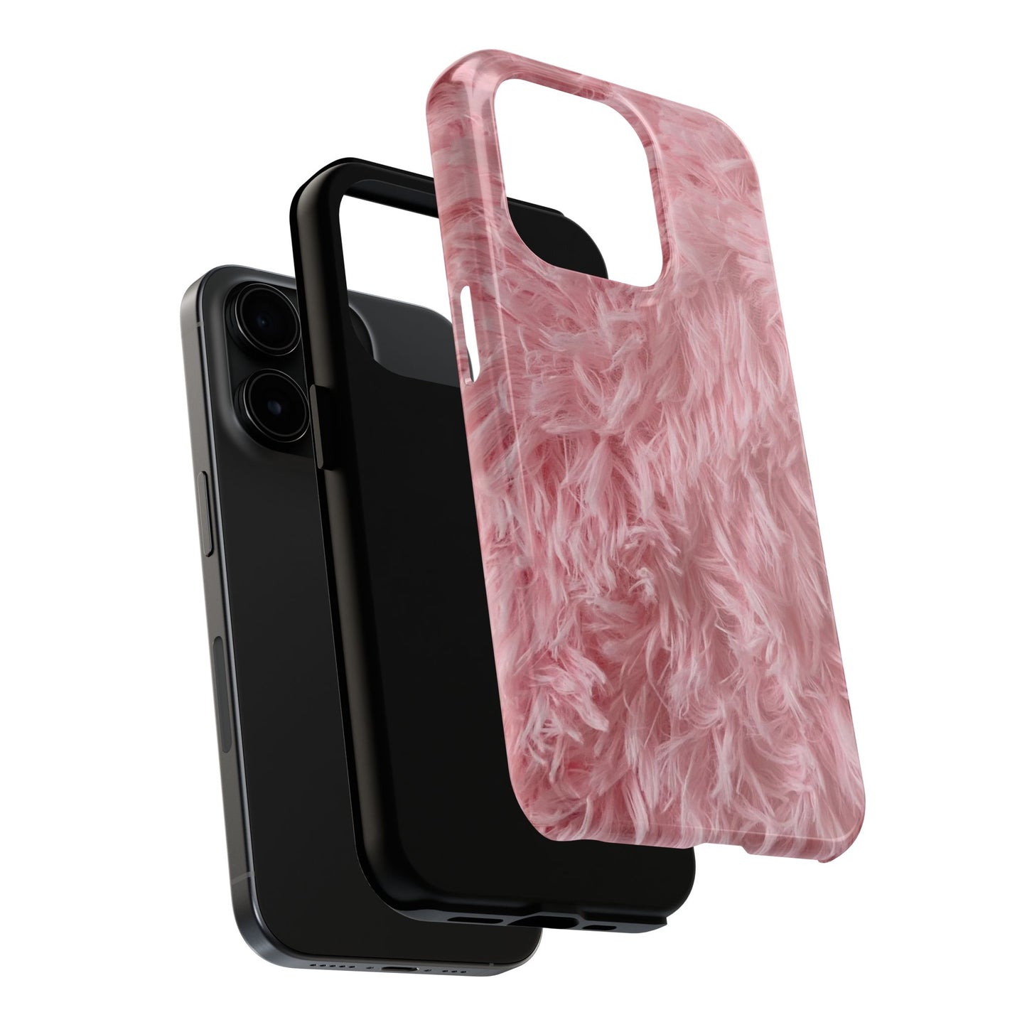 Pink Faux Fur Tough Phone Case — Plush Protective iPhone Cover