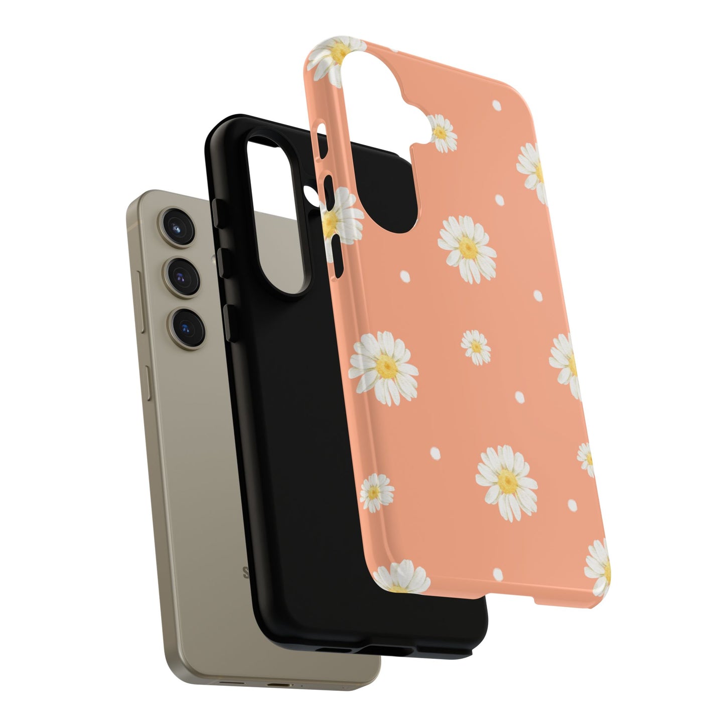 Peach Daisy Phone Case — Floral Tough Protective Cover