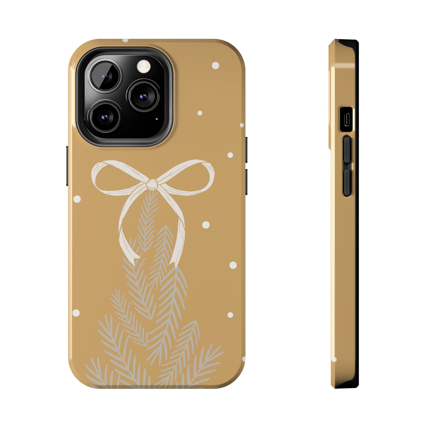 Winter Ribbon Pine Tough Phone Case — Festive Holiday Protective iPhone Cover