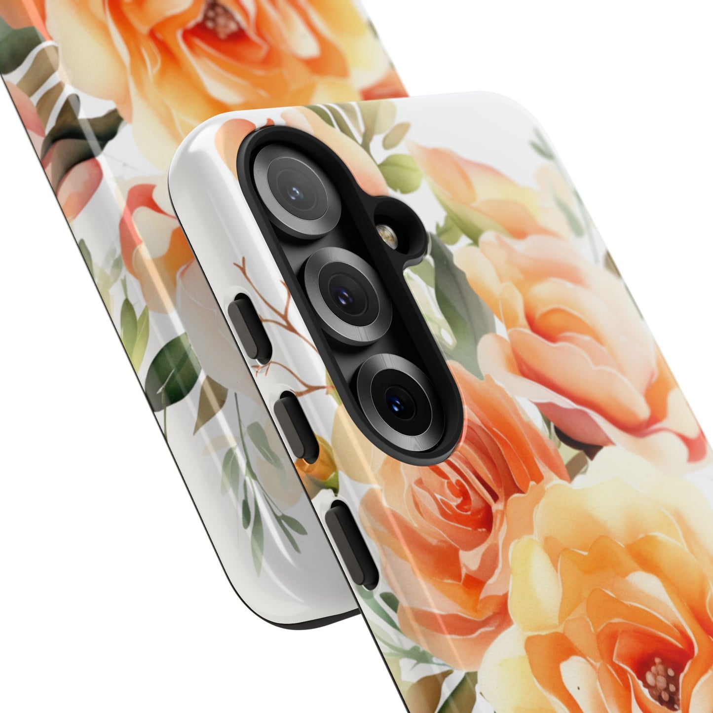 Floral Peach Rose Tough Phone Case — Protective Botanical iPhone Cover
