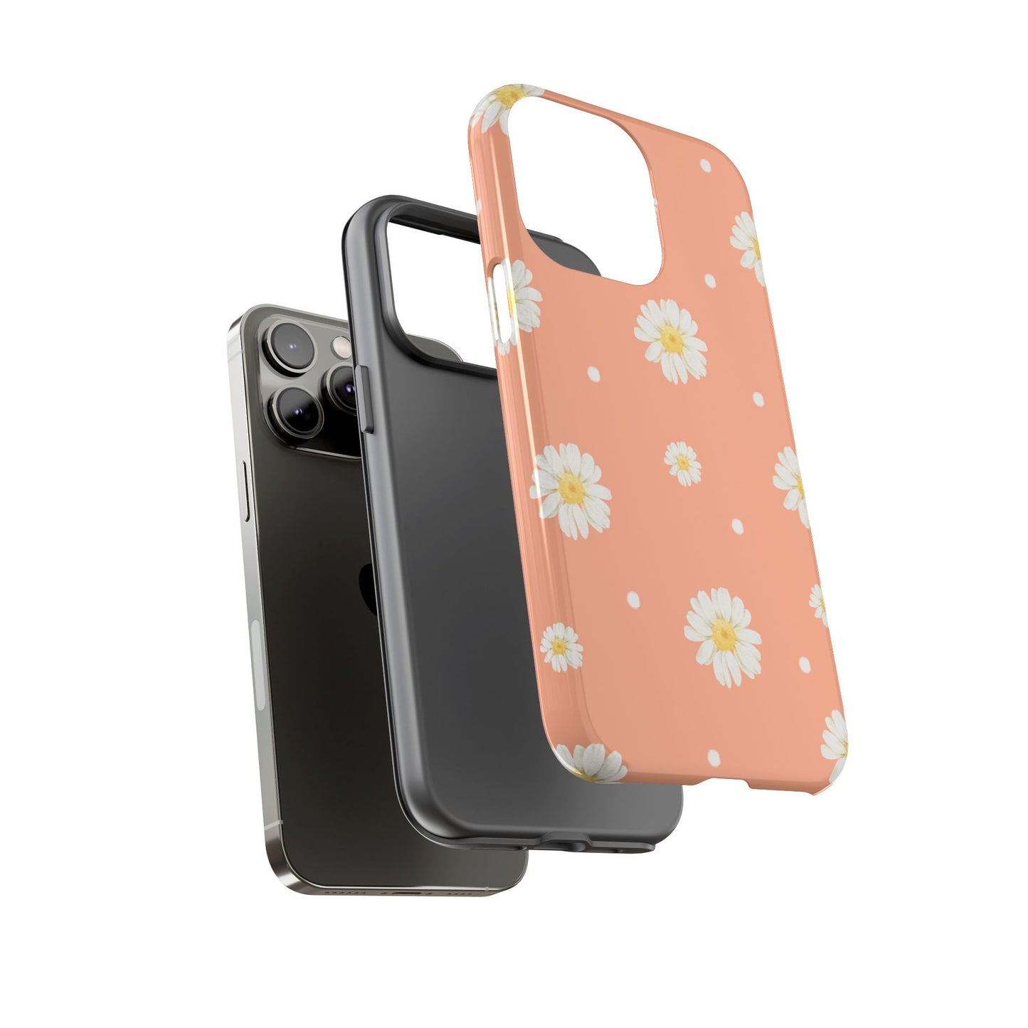 Peach Daisy Phone Case — Floral Tough Protective Cover