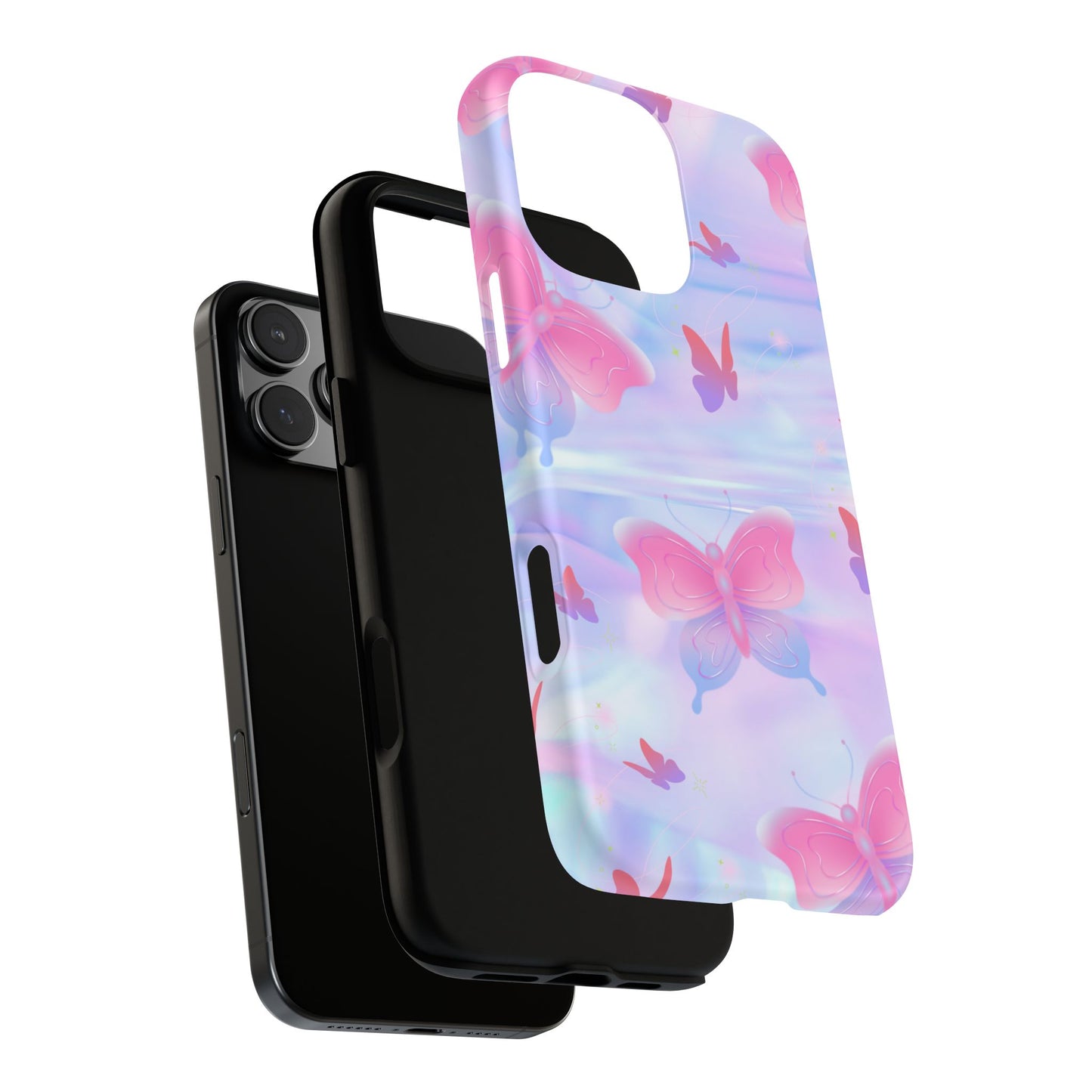 Butterfly Pastel Tough Phone Case — Pink & Lavender Protective Cover